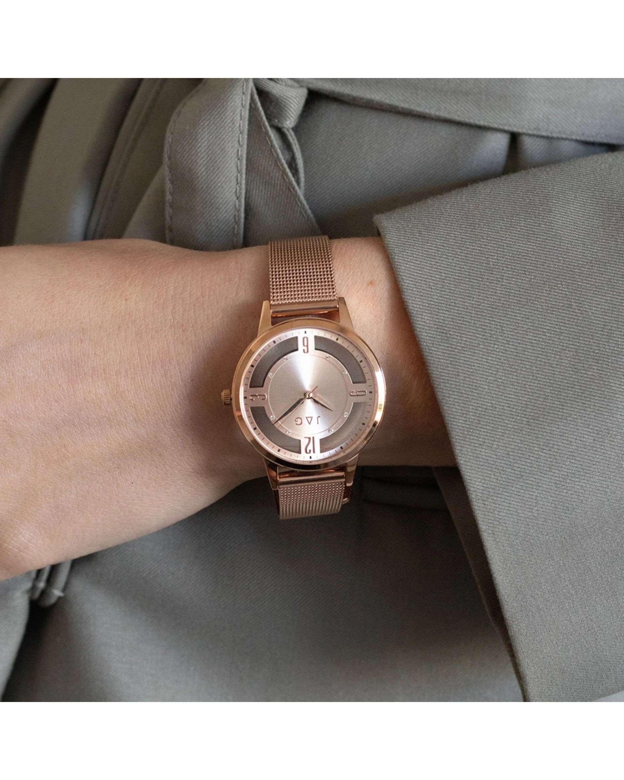 2 JAG Como Rose Gold Stainless Steel Mesh Band 36mm Watch 50m Water Resistant, 2 of 3