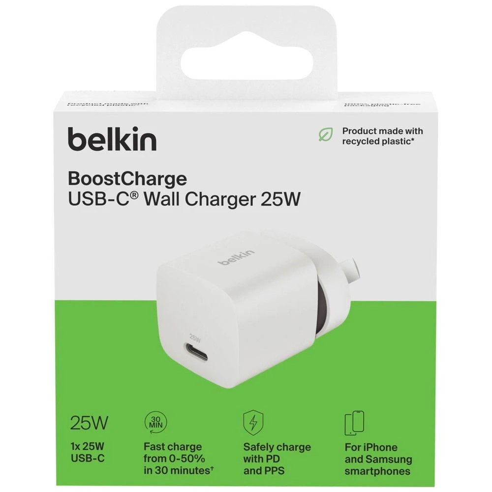 5 Belkin - BoostCharge 25W Wall Charger With USB-C Output - White, 5 of 5