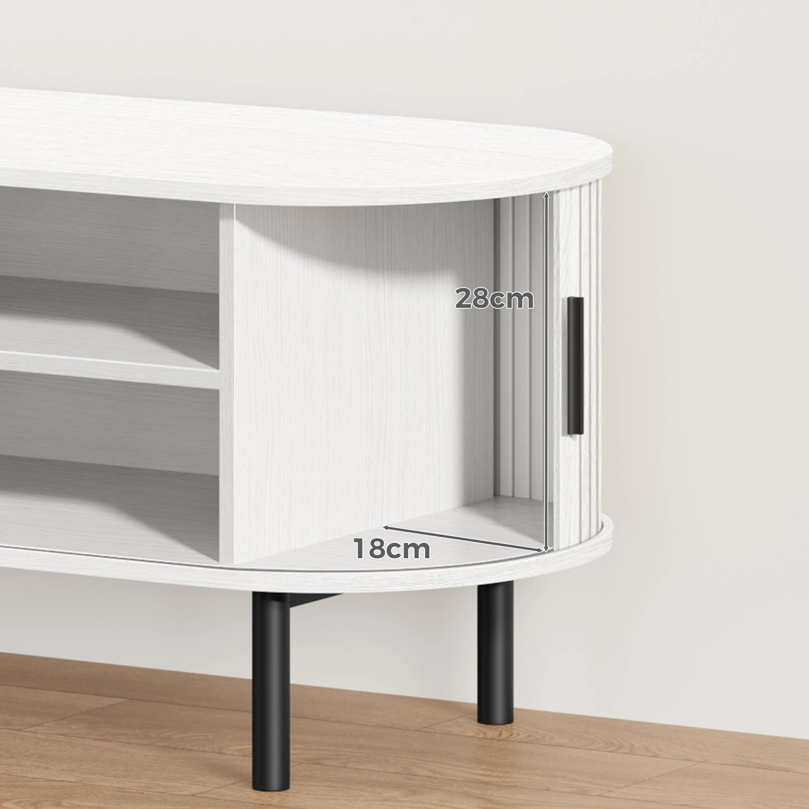 4 Alfordson Entertainment Unit TV Cabinet Stand 160cm Tambour Sliding Doors - White, 4 of 4