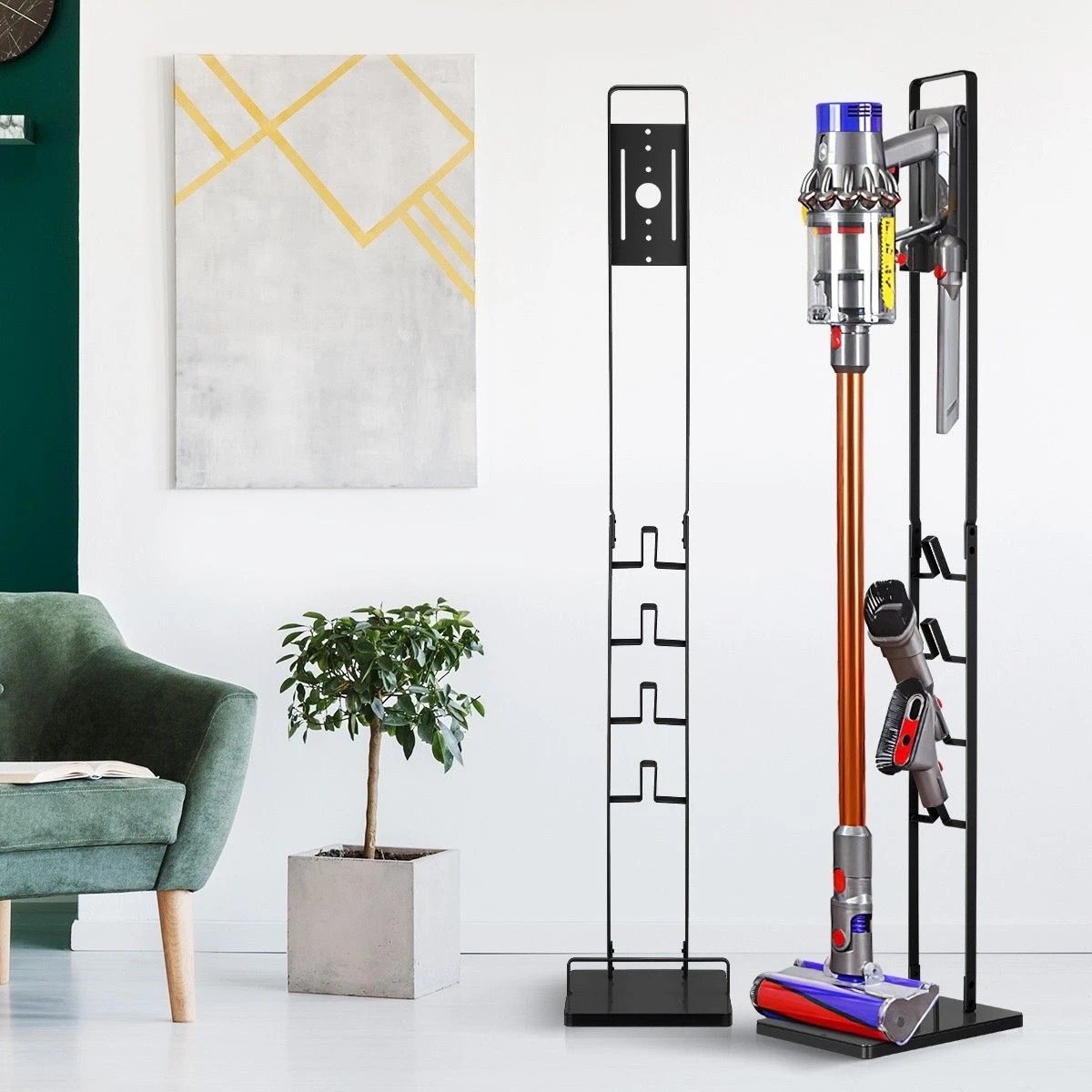 2 Ausway Freestanding Cordless Vacuum Cleaner Metal Stand Rack Hook Black, 2 of 3