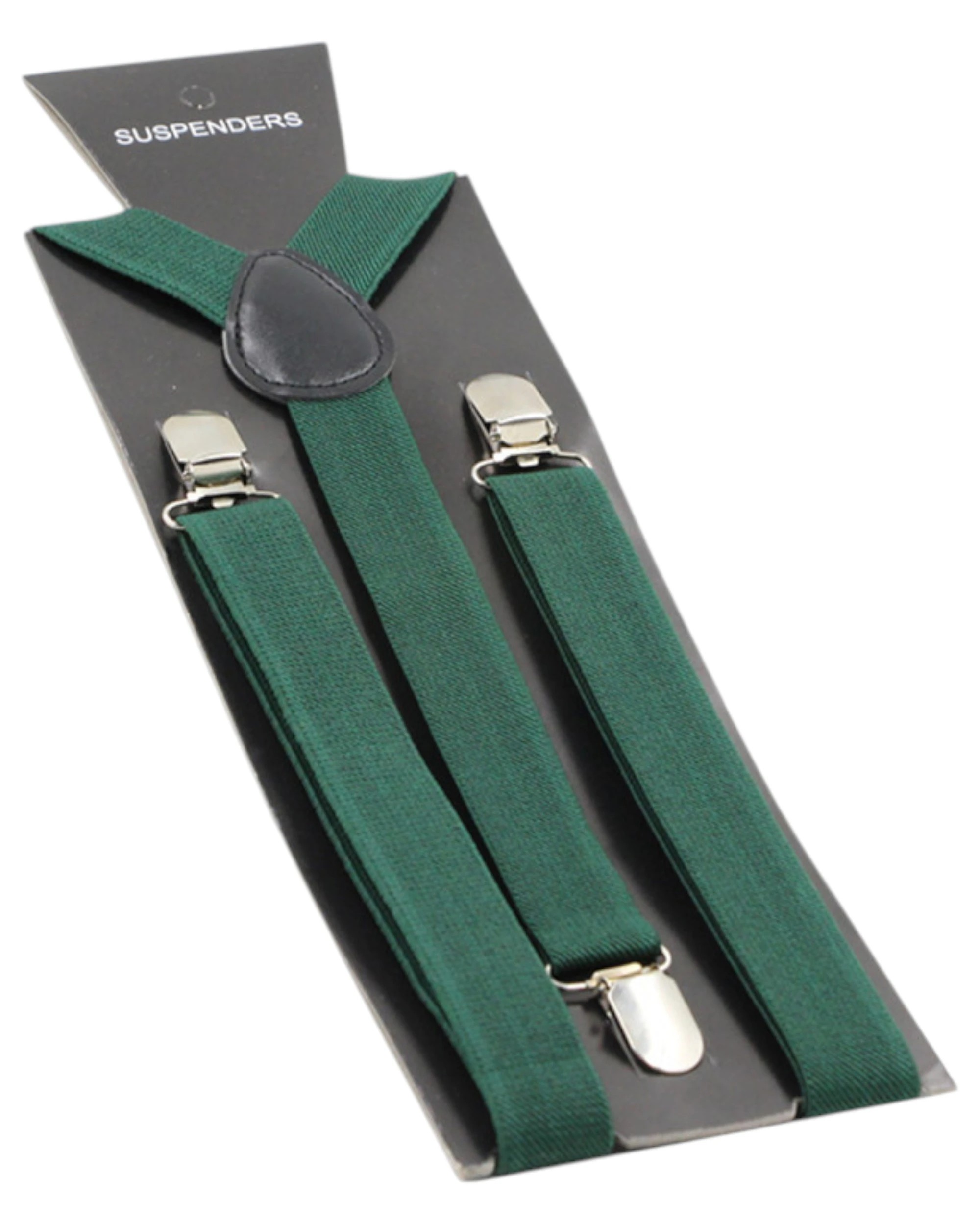 2 Zasel Mens Adjustable 100cm Bottle Green Suspenders - Green, 2 of 3