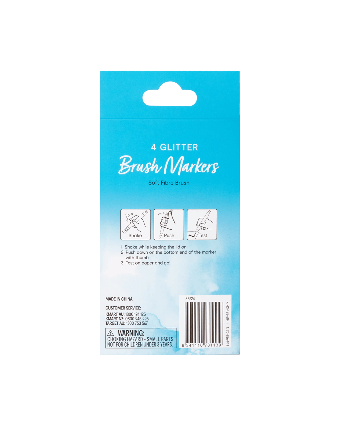 5 4 Pack Glitter Brush Markers - Blue, 5 of 5