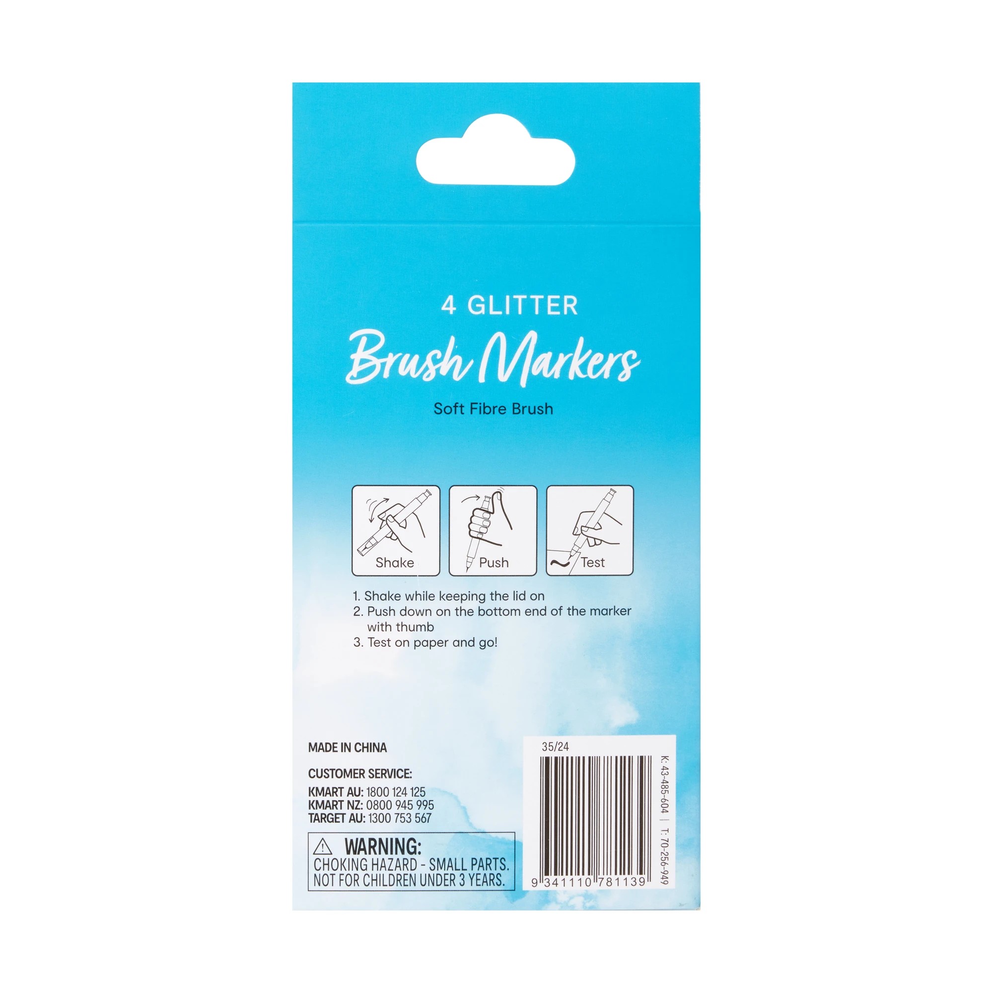 5 4 Pack Glitter Brush Markers - Blue, 5 of 5