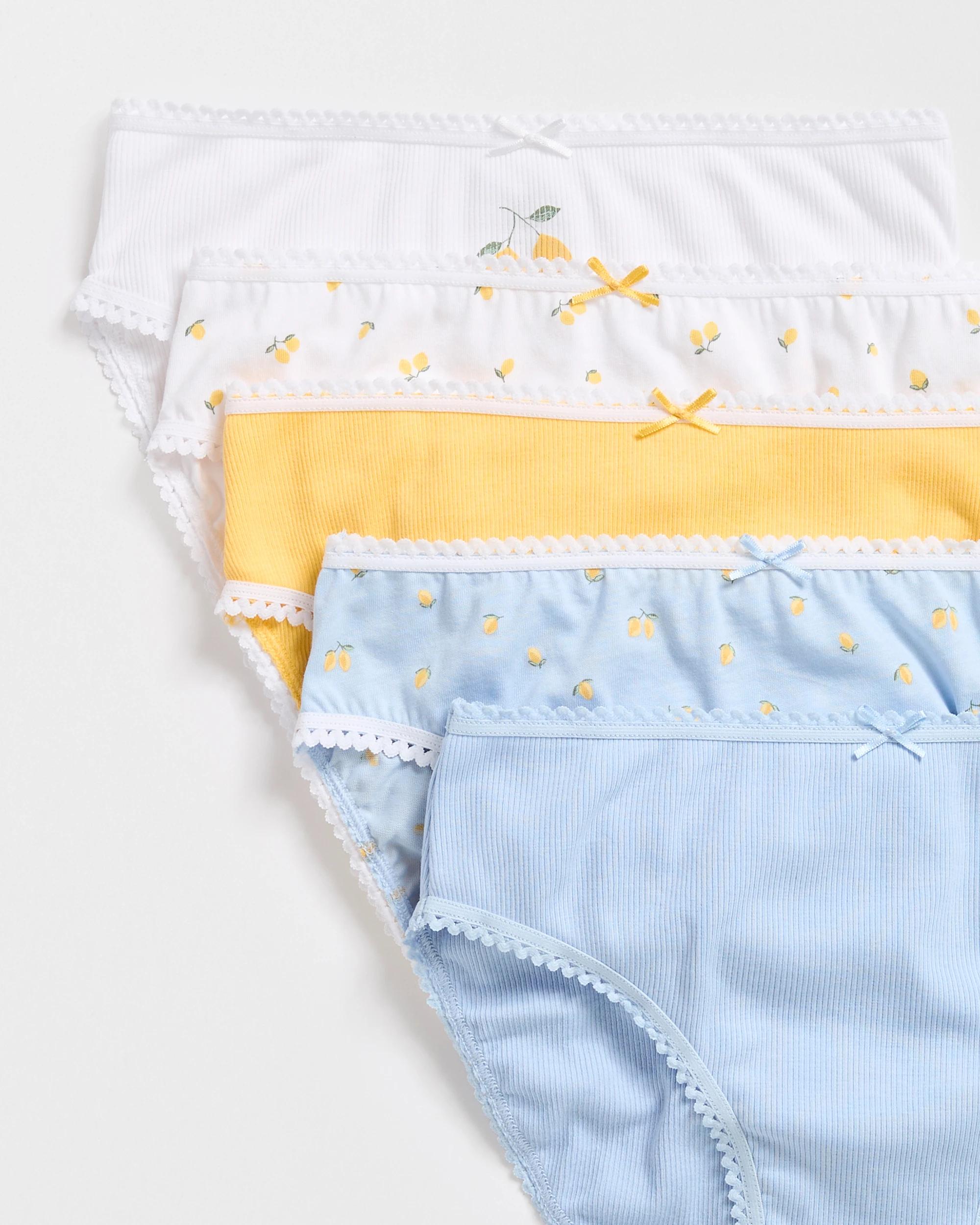 3 Australian Cotton Older Girls Underwear Briefs 5 Pack - Maxx LEMON/BLUE/WHITE, 3 of 3