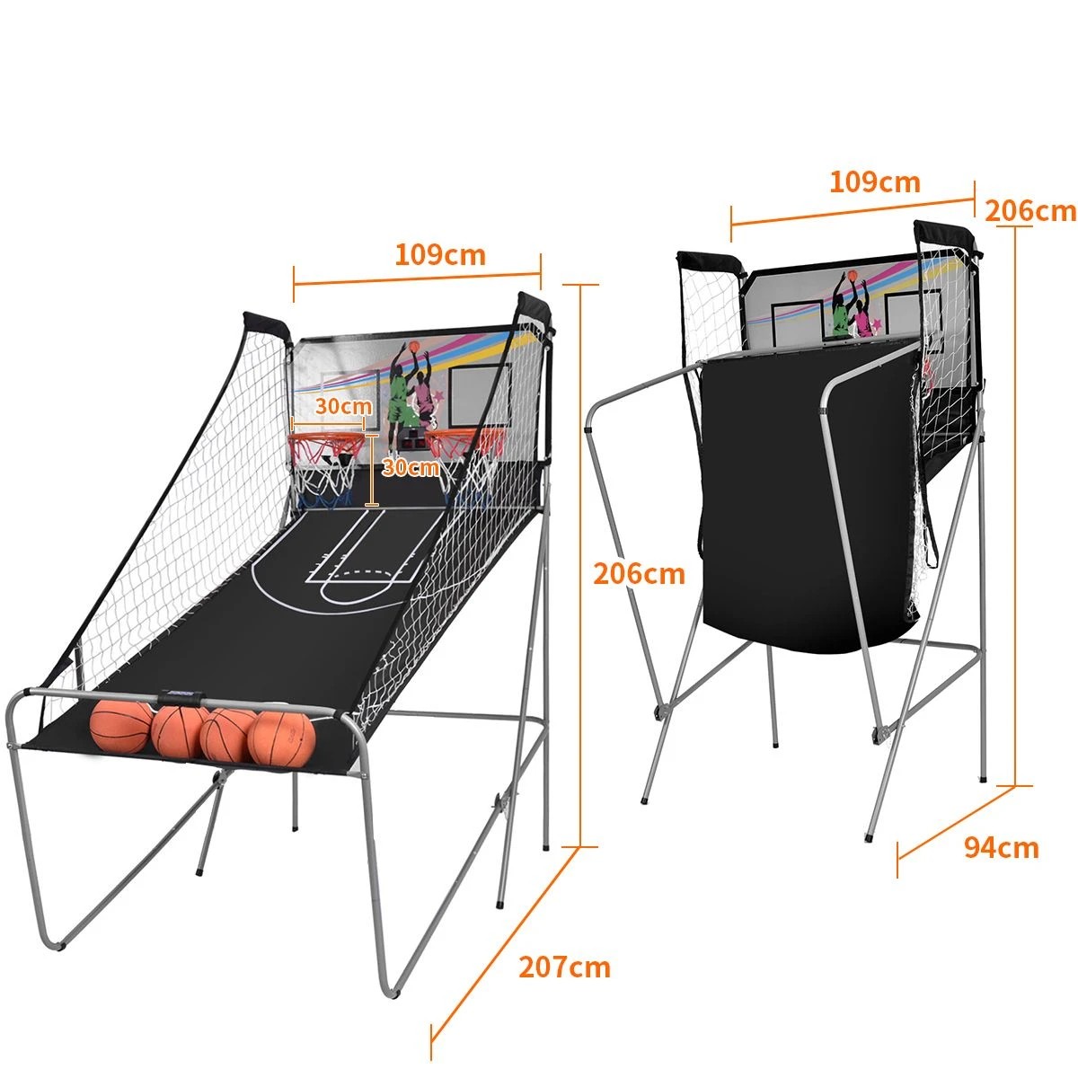 2 Costway Arcade Basketball Game 2-Player Basketball System Electronic Scoring Sports Indoor Exercise - Grey, 2 of 2