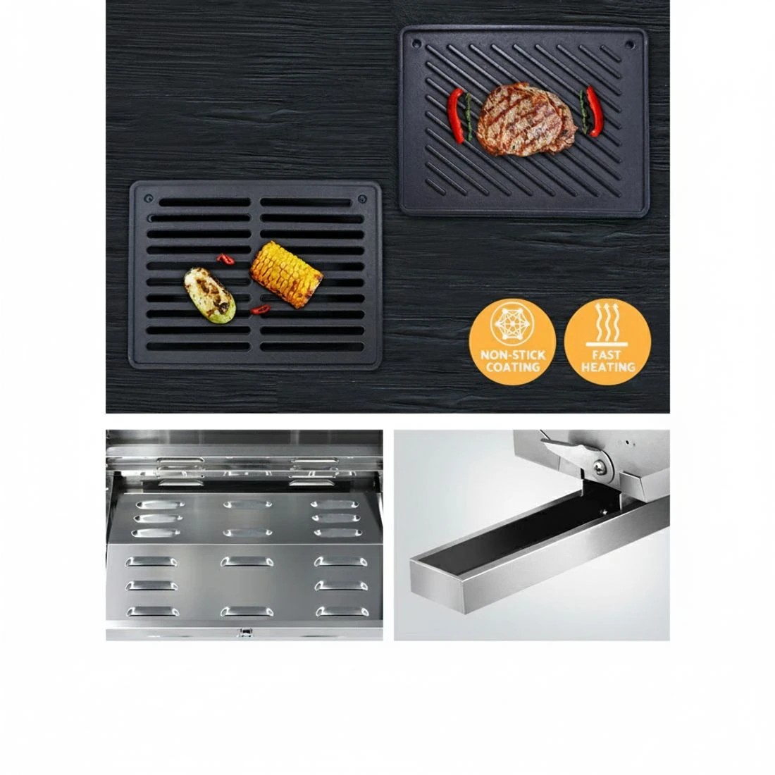 5 Grillz Portable Gas BBQ Grill 2 Burners with 2 Plates - Silver, 5 of 8