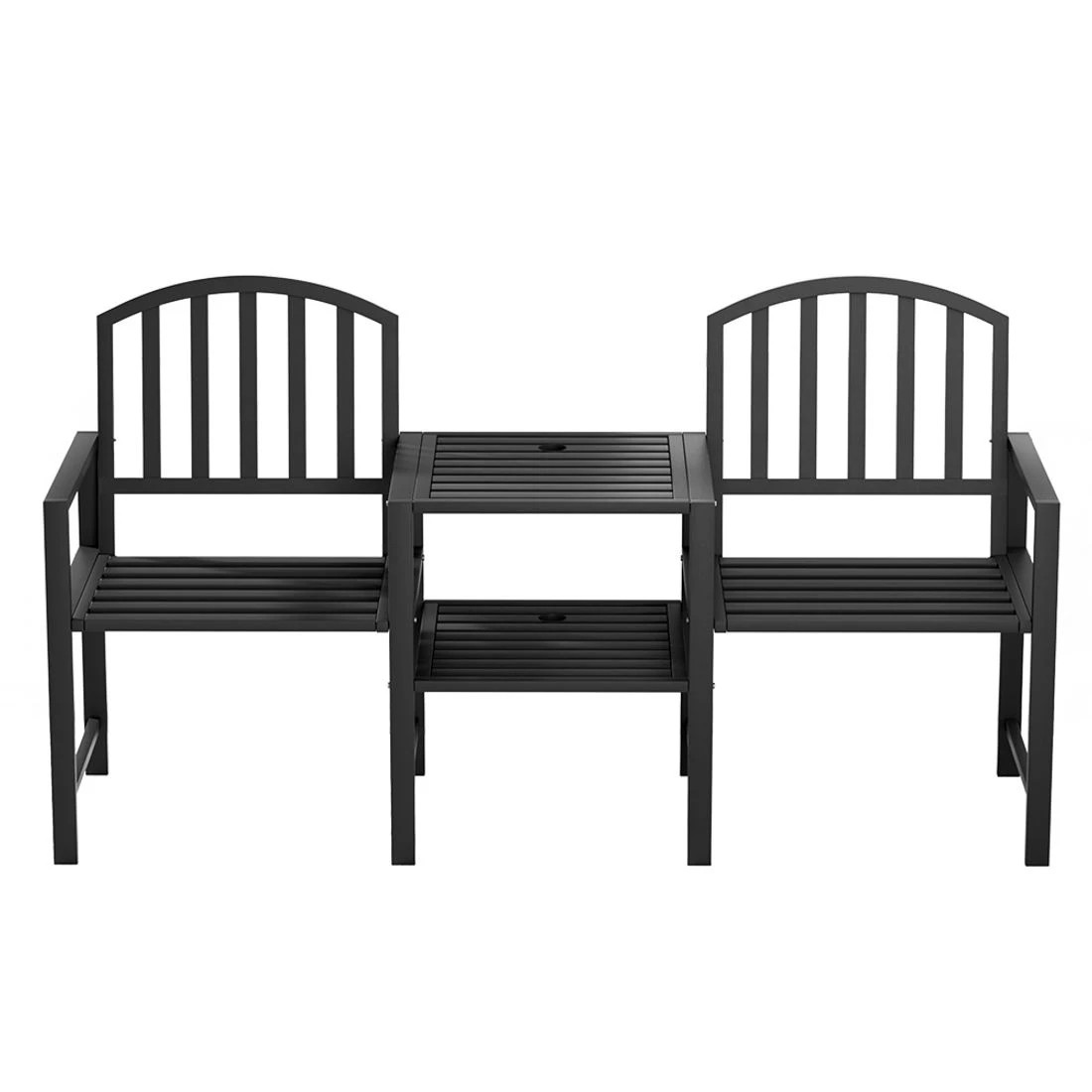 4 Gardeon Steel Metal Outdoor Loveseat Bench Chairs with Table Weather Resistant Patio Seating Smooth Finish - black, 4 of 7