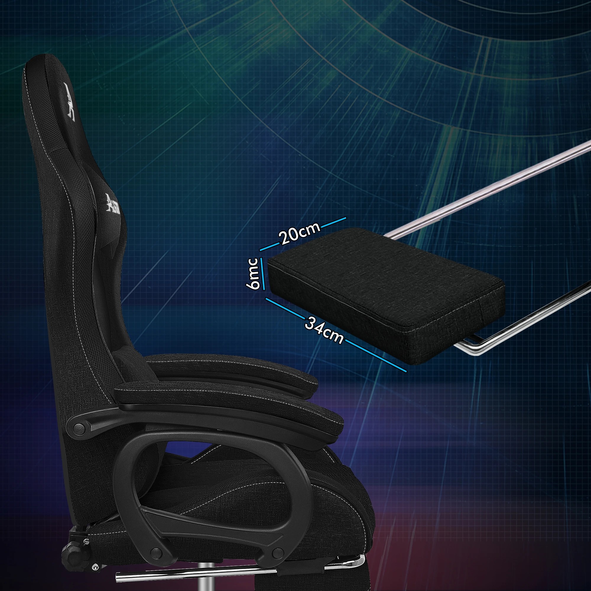 5 Alfordson Gaming Office Chair Massage Computer Seat Footrest Fabric - Black, 5 of 9