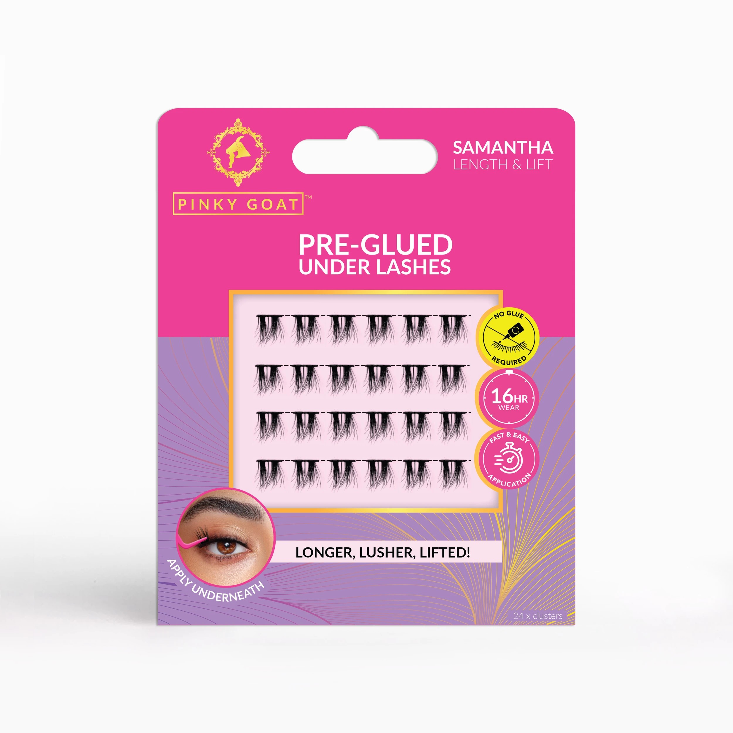 1 Pinky Goat 24 Pack Pre-Glued Under Lashes - Samantha, 1 of 3