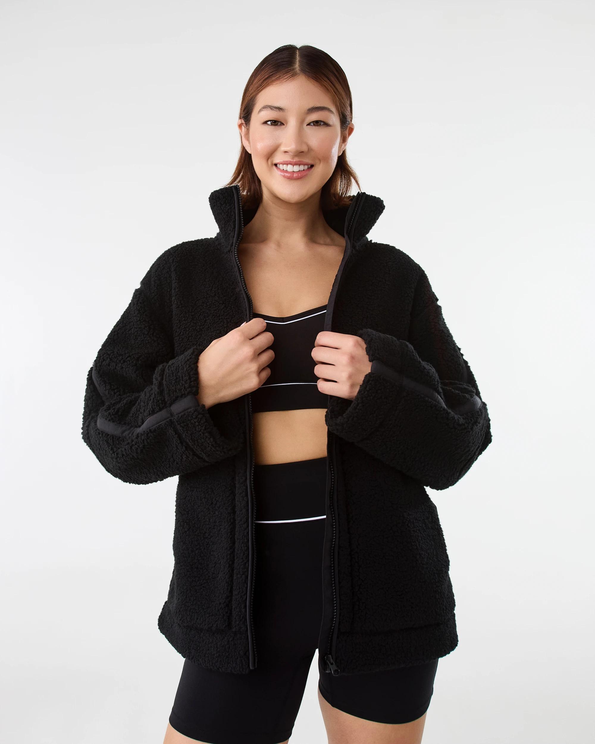 1 Active Womens Outdoor Sherpa Jacket Black, 1 of 9