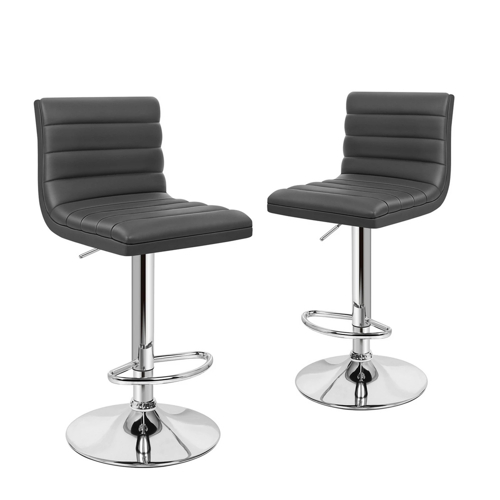 1 Alfordson 2x Bar Stools Ruel Kitchen Swivel Chair Leather Gas Lift - Grey, 1 of 8