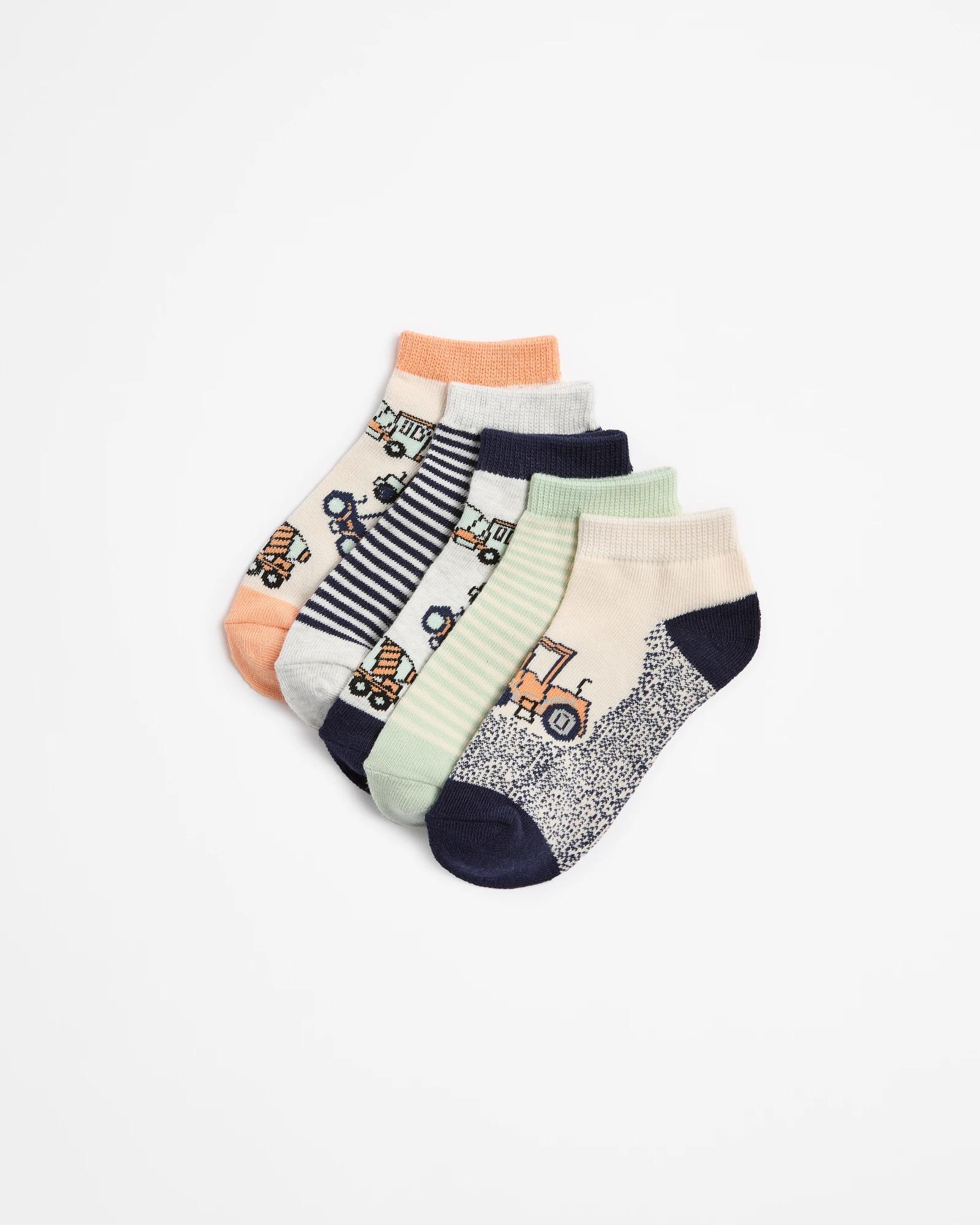 1 Boys Low Cut Socks 5 Pack - Maxx - Construction MULTI, 1 of 3