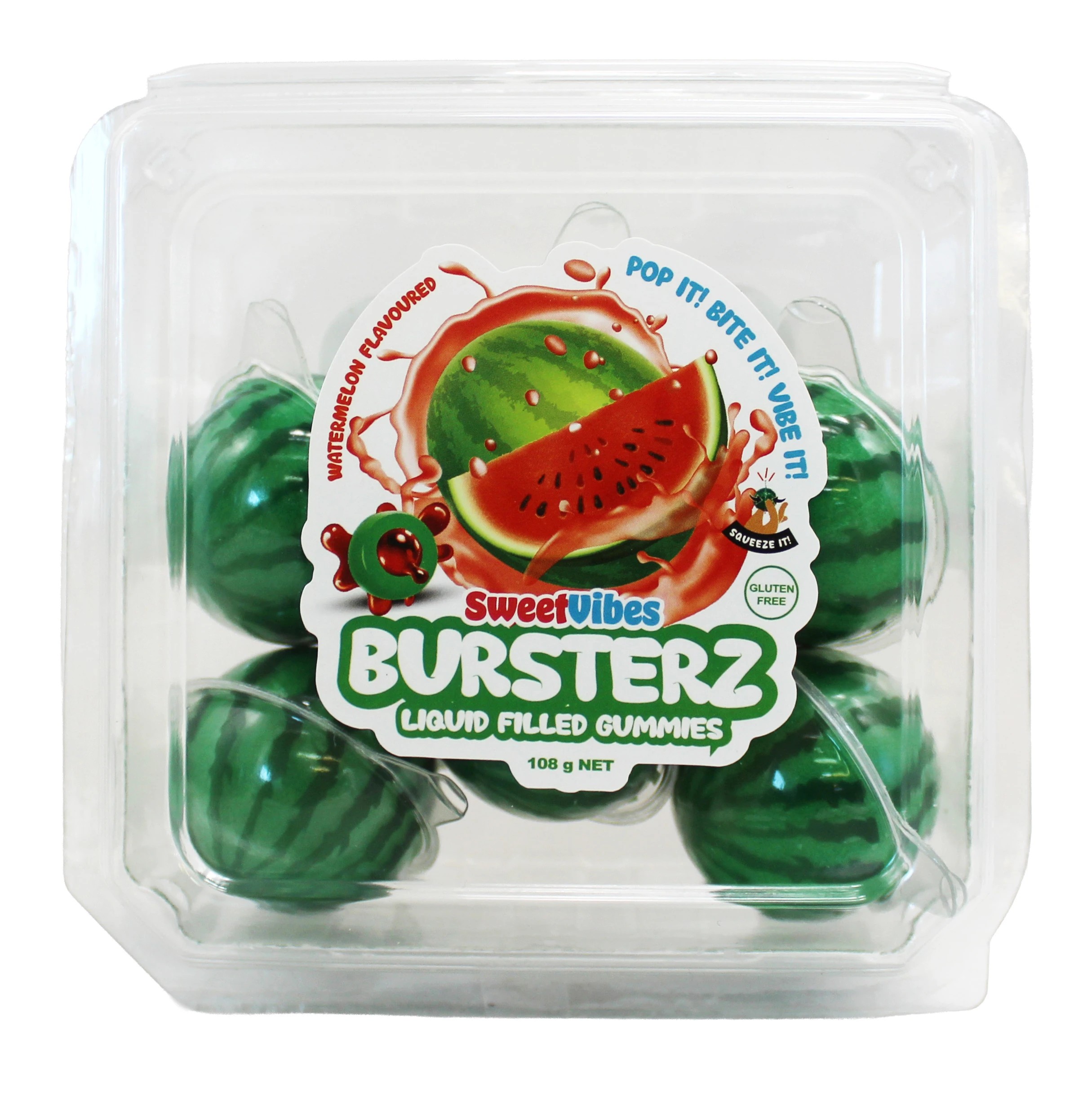 1 SweetVibes Bursterz Liquid Filled Gummies 108g - Watermelon, 1 of 2