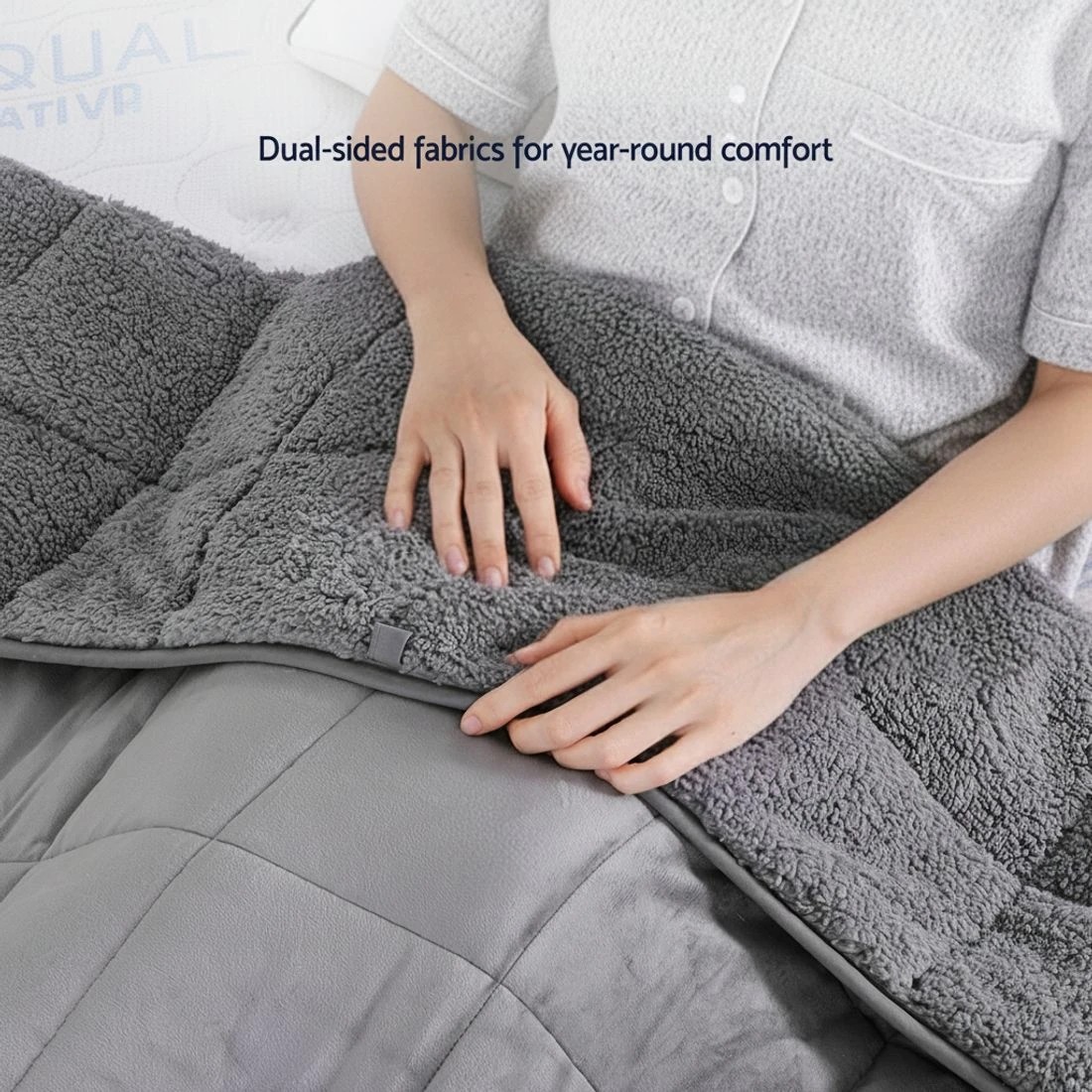 7 Giselle 5.5KG Weighted Blanket Adults Kid Anti Anxiety Gravity Blankets Sherpa - Grey, 7 of 9