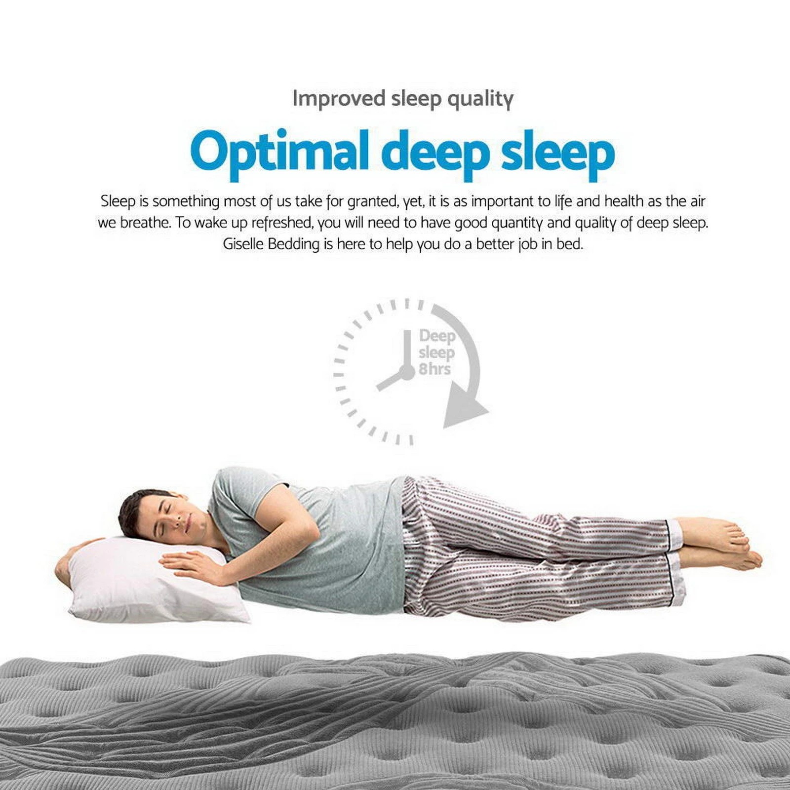 7 Giselle Bedding 34cm Mattress Bamboo Cover Single - Single Bed - Charcoal, 7 of 8