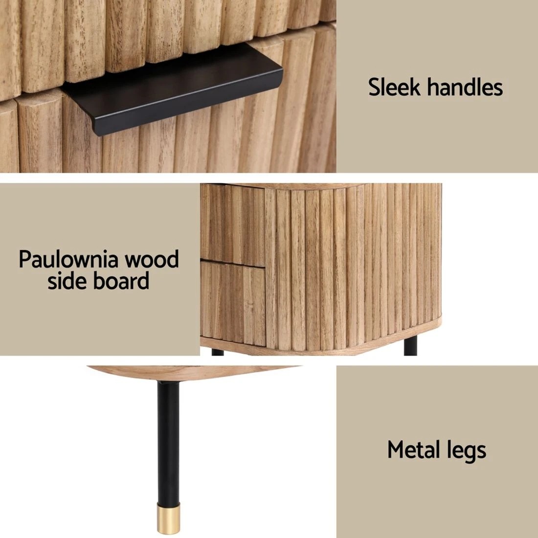 7 Artiss Bedside Table 2 Drawers - Natural, 7 of 7