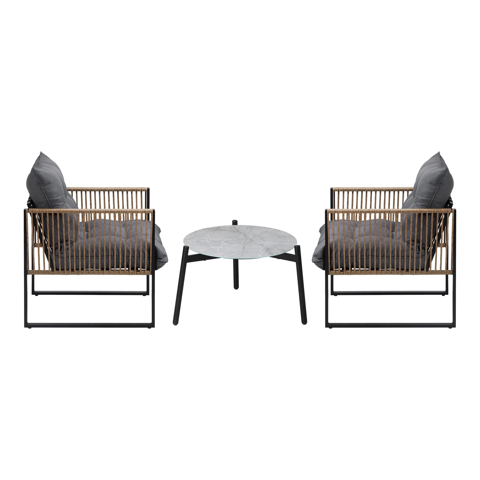 6 Livsip Outdoor Patio Set Furniture Grey 50cm Coffee Table Rattan Chairs 3pcs
 - Multi, 6 of 10