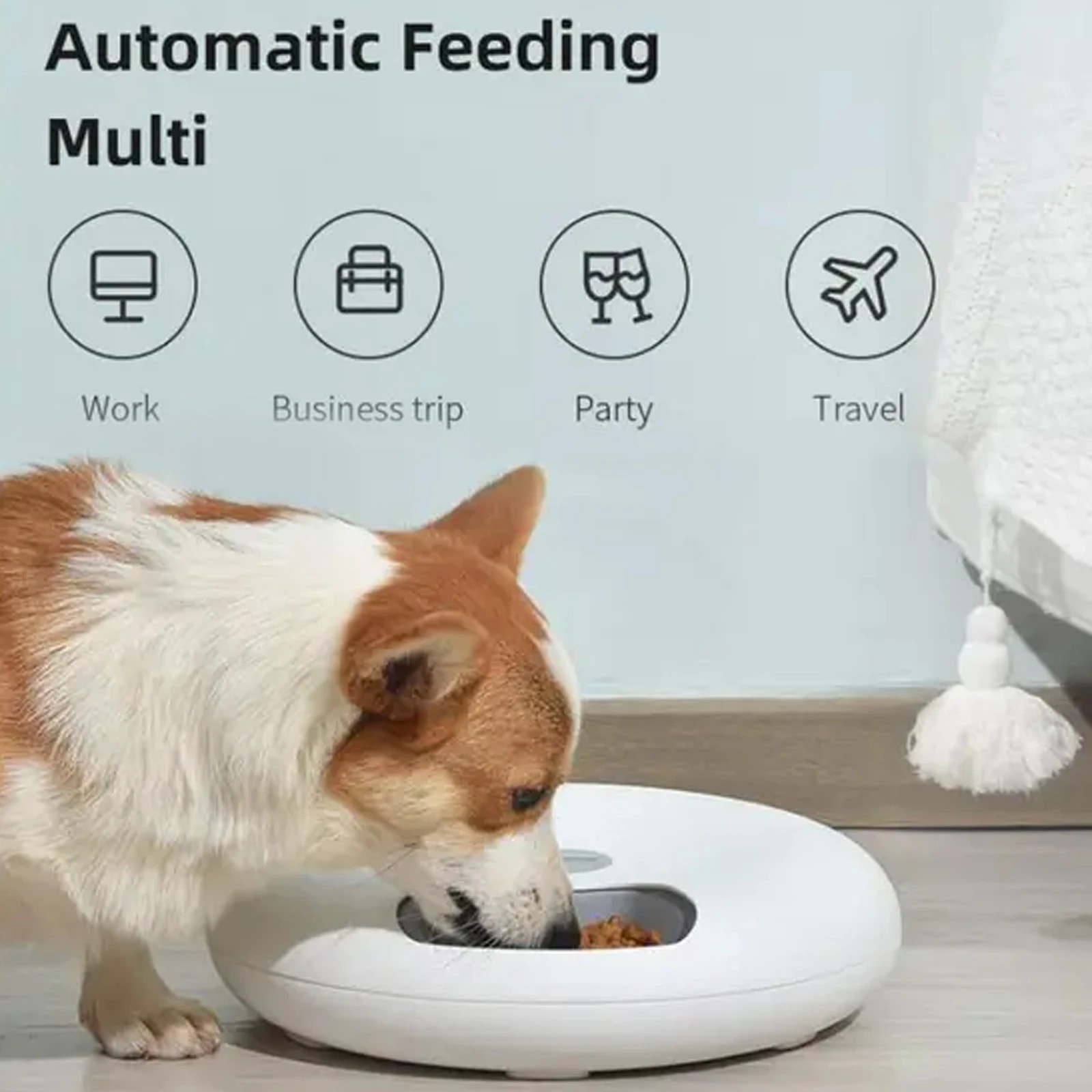 3 TODO Automatic Pet Feeder 180ml x6 Meal Digital Lcd Dog Cat Food Bowl Timer White, 3 of 8