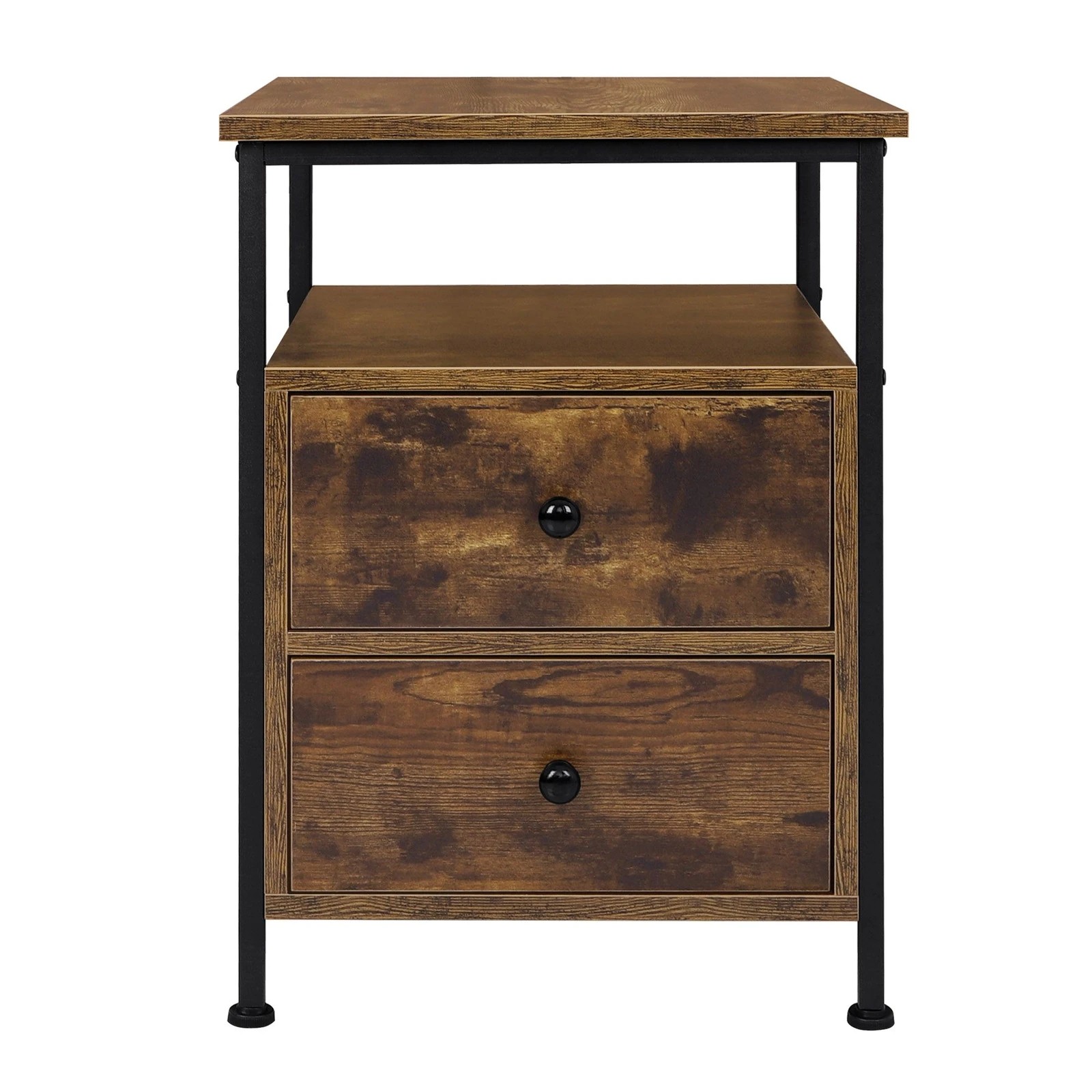 7 Alfordson Bedside Table Retro Wooden Nightstand Vintage Storage Side Cabinet - Brown, 7 of 10