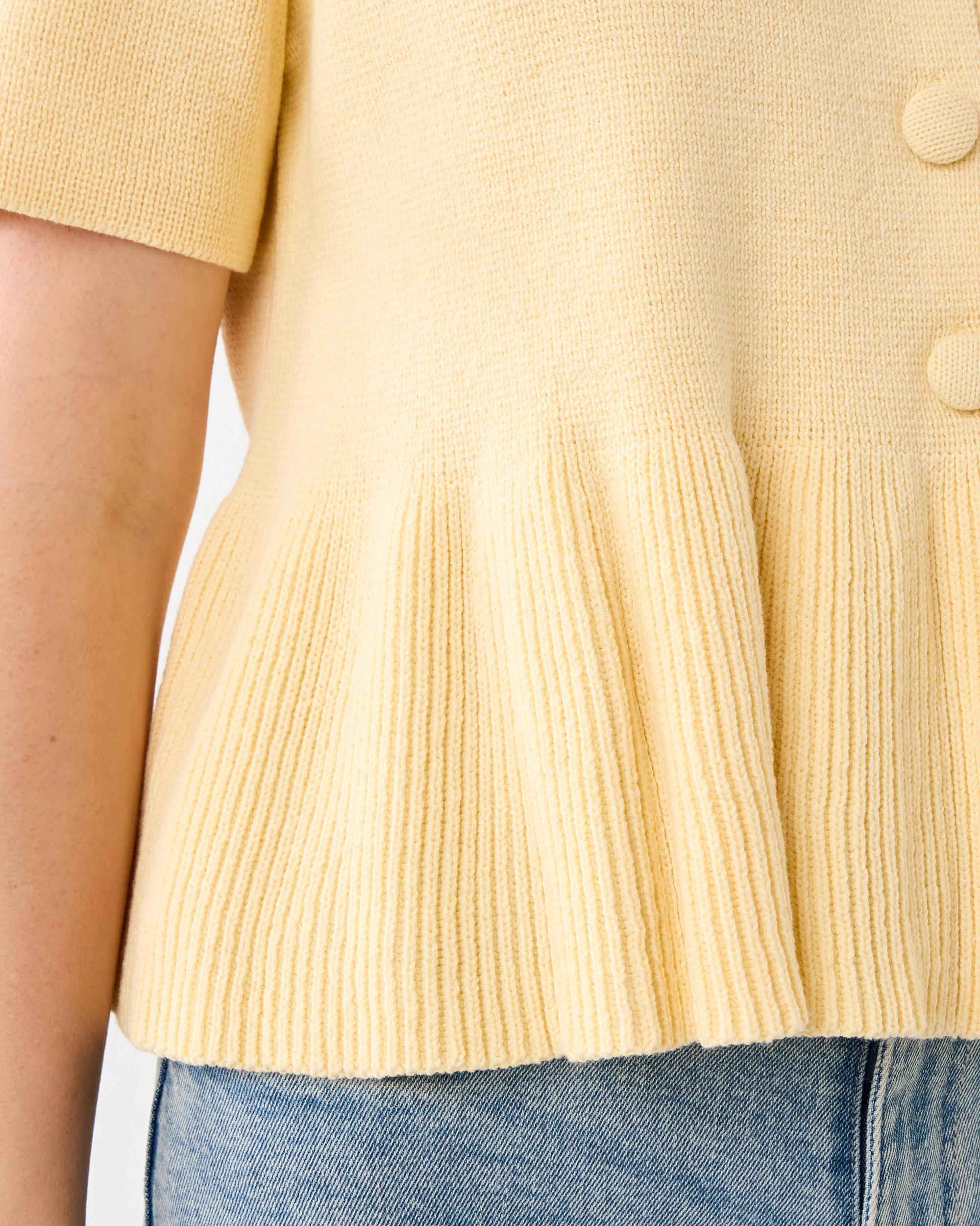 7 Short Sleeve Peplum Knit Cardigan Fln Yellow, 7 of 7