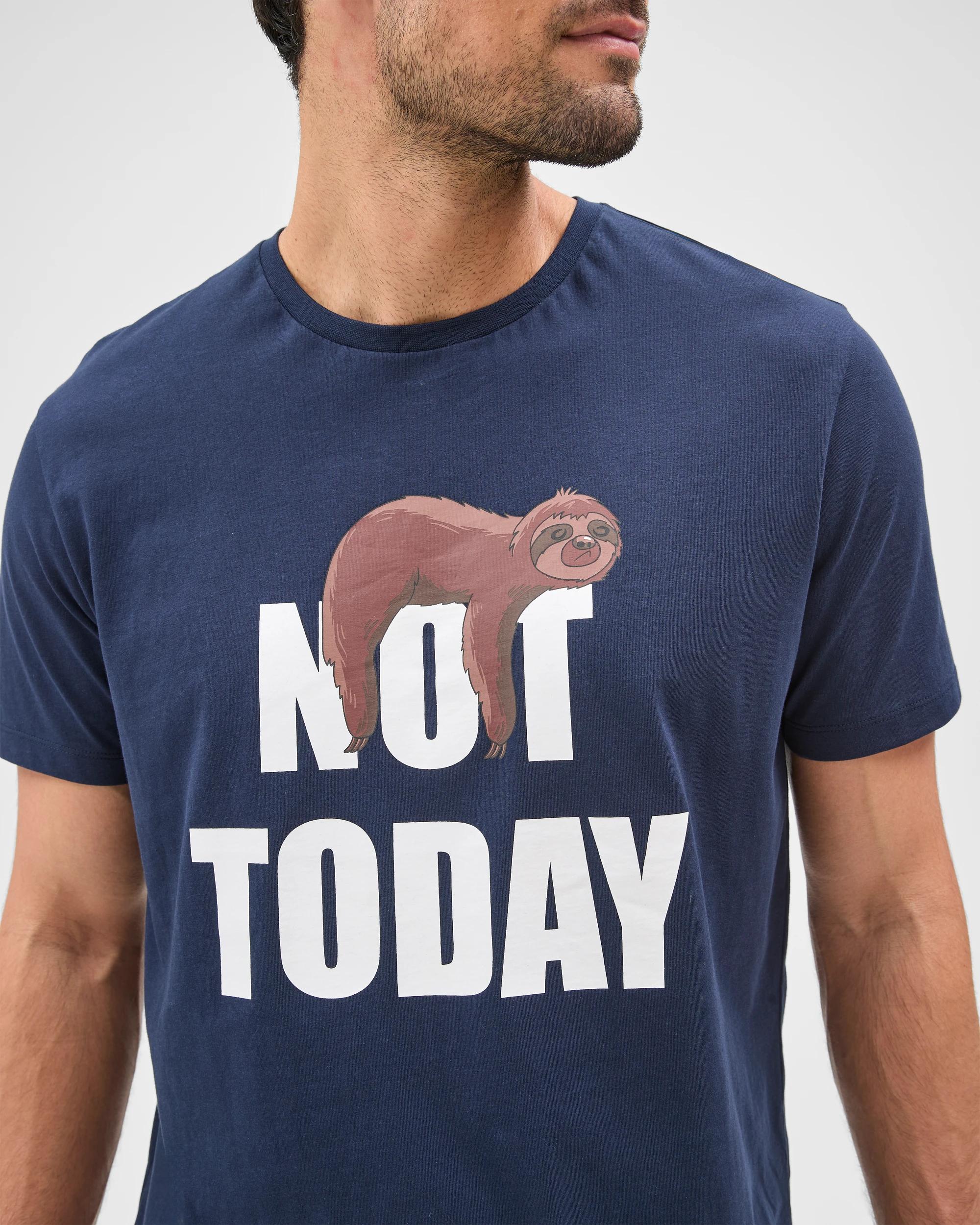 5 Maxx Australian Cotton Sleep T-Shirt BLUE NOT TODAY SLOTH, 5 of 7