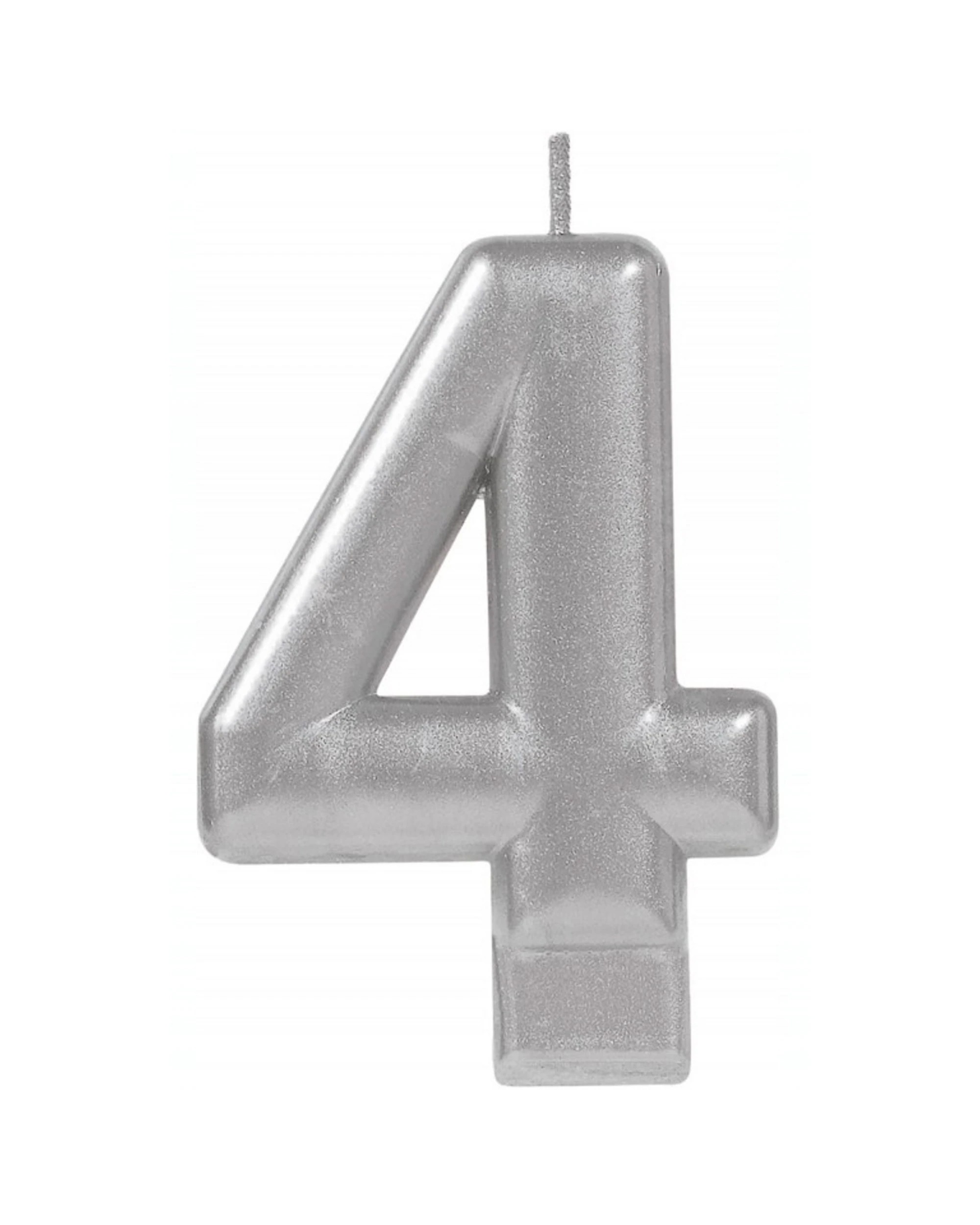 1 Amscan Inc. Metallic Number 4 Candle - Silver, 1 of 1
