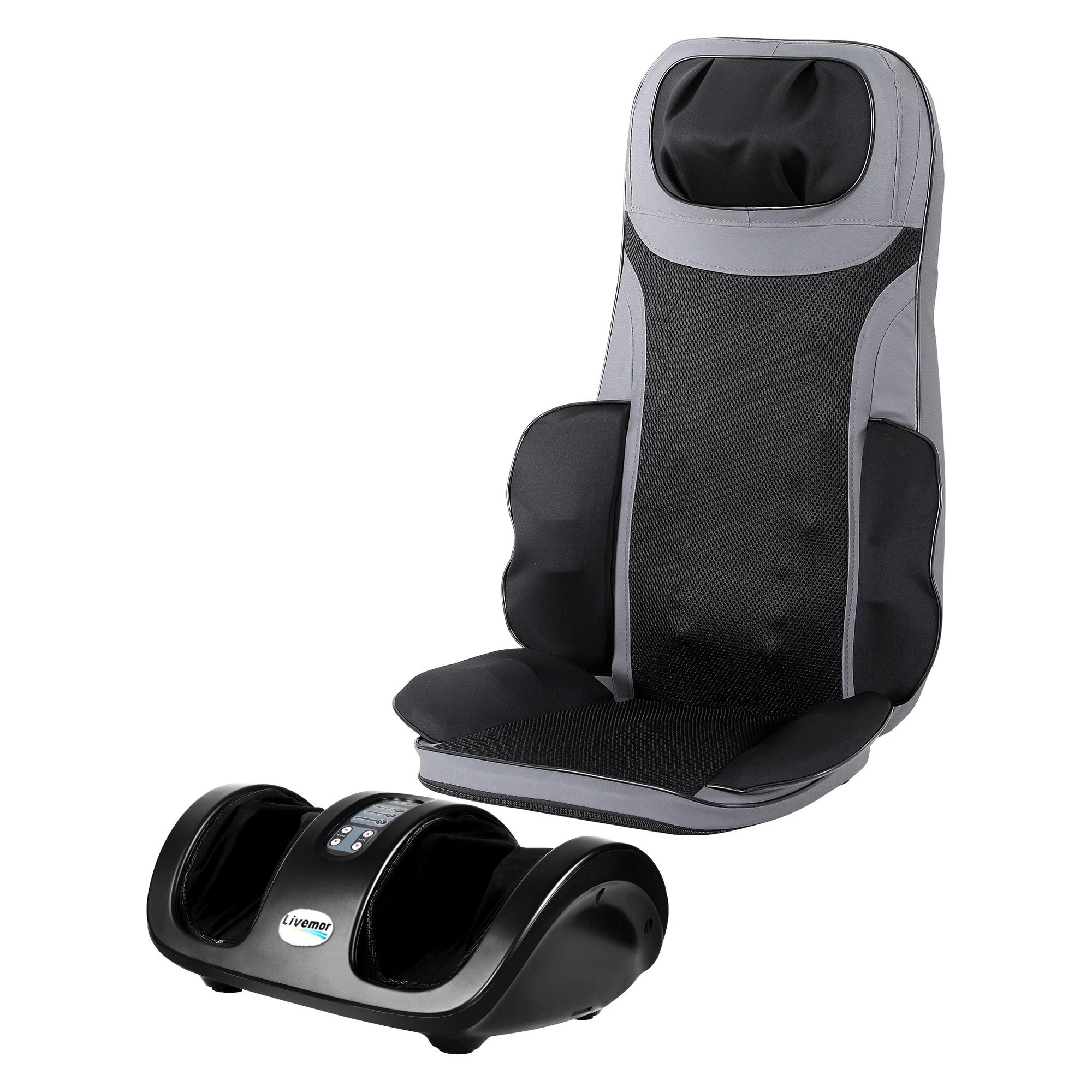 1 Livemor Full Back Massage Seat Cushion Heating With Kneading Foot Massagers - Black, 1 of 3