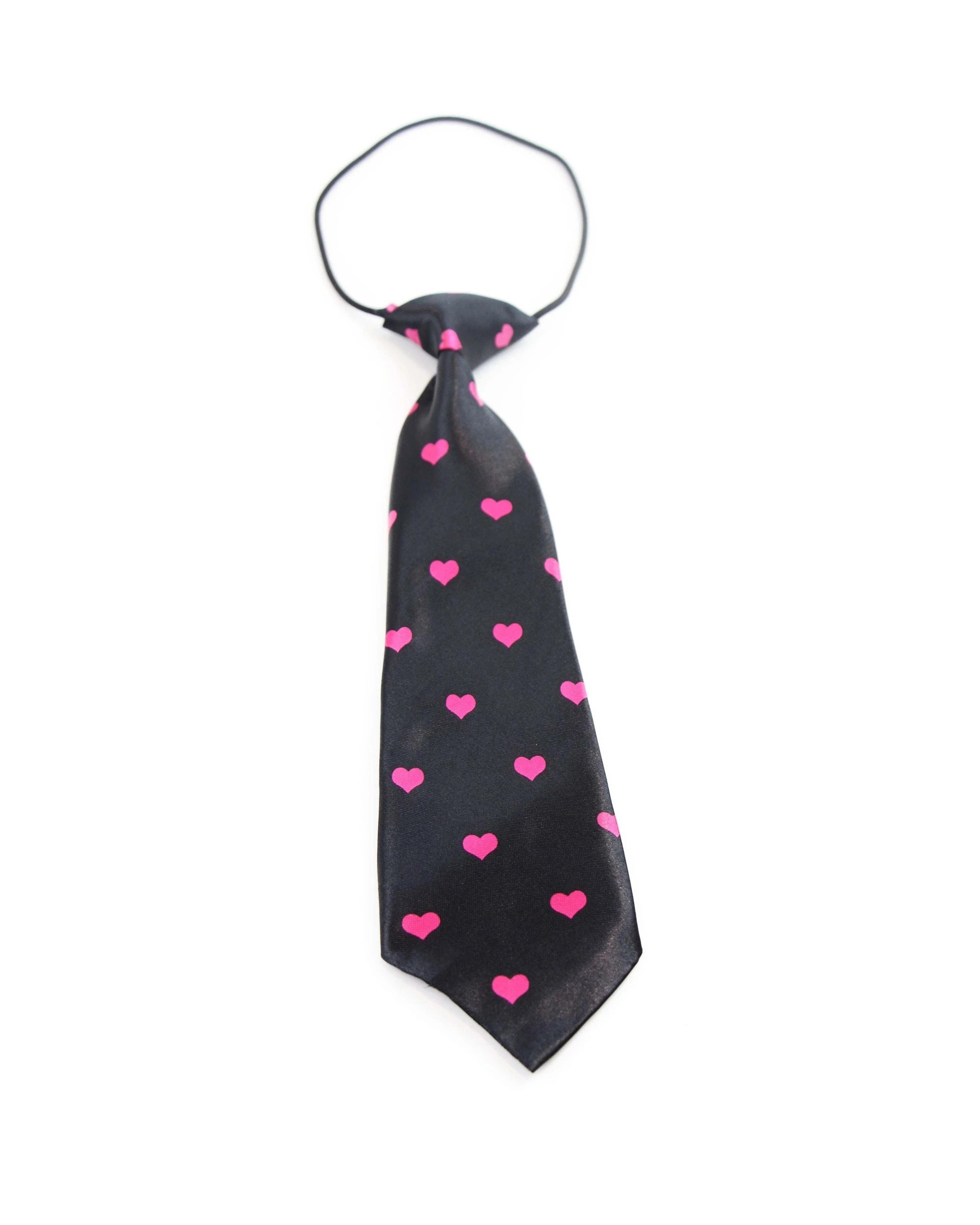 2 Zasel Kids Boys Black & Pink Patterned Elastic Neck Tie - Pink Love Hearts - Multi, 2 of 3