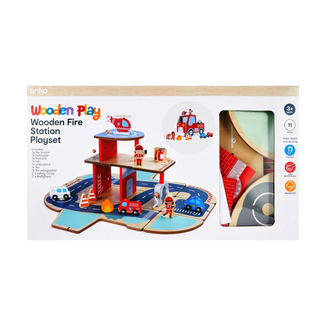 7 11 Piece Wooden Fire Station Playset, 7 of 8