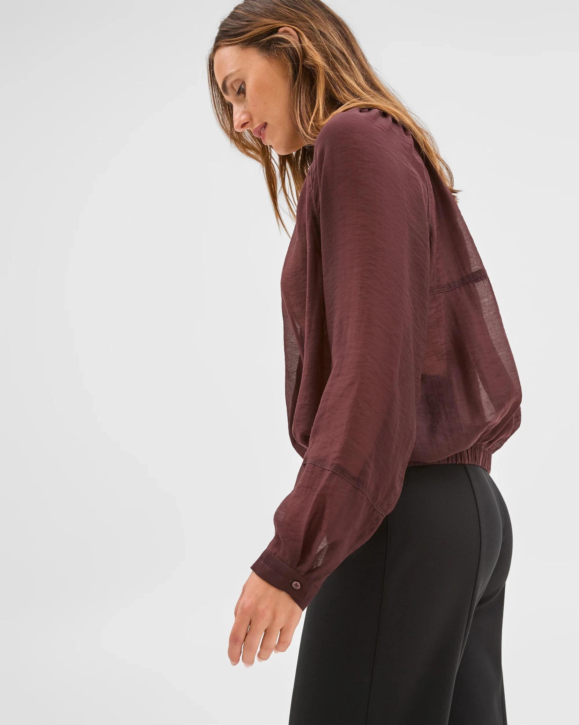 7 Preview Long Raglan Sleeve Gathered Blouse DARK CHOCOLATE, 7 of 7