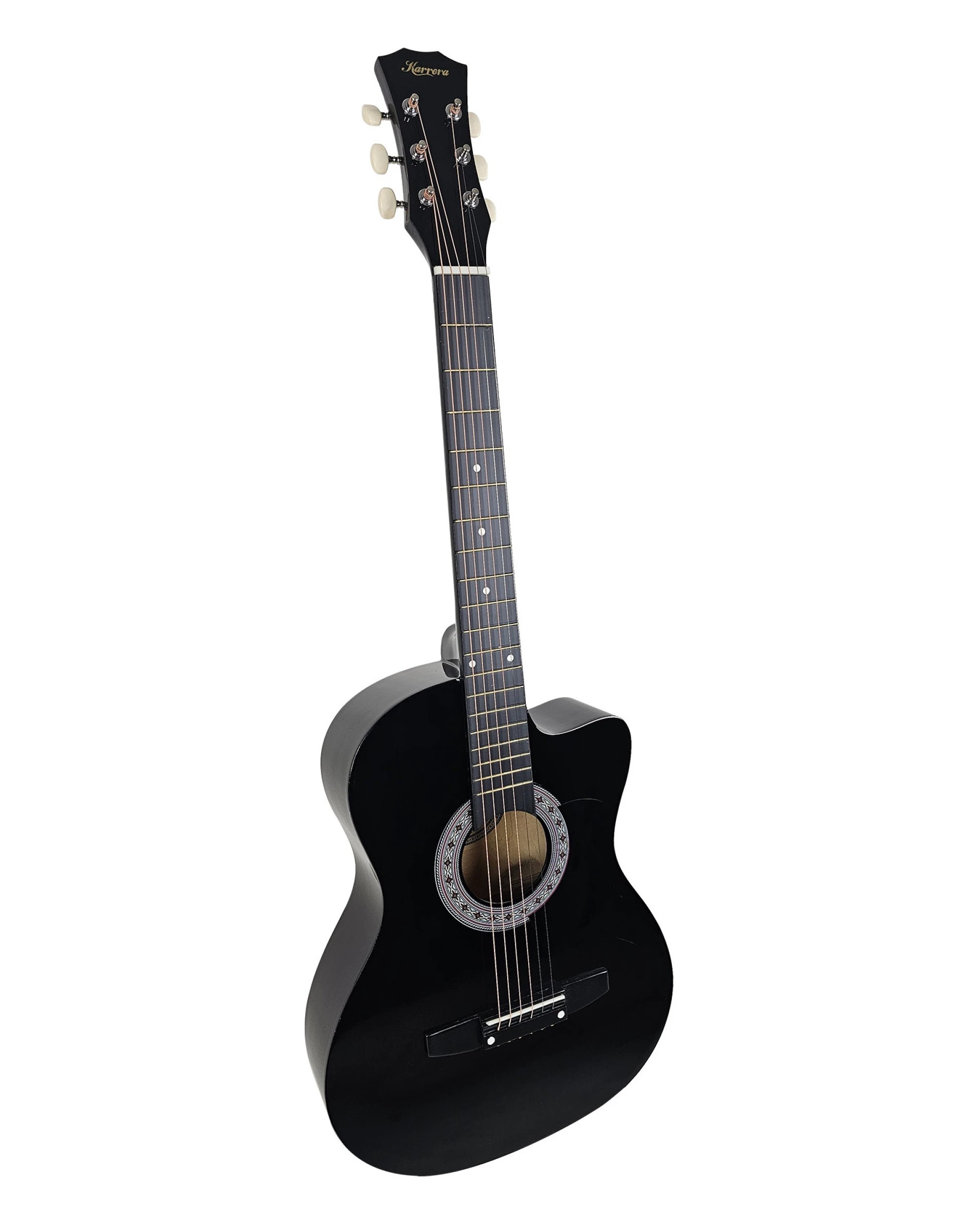 1 Karrera 38in Cutaway Acoustic Guitar with Guitar Bag - Black, 1 of 5