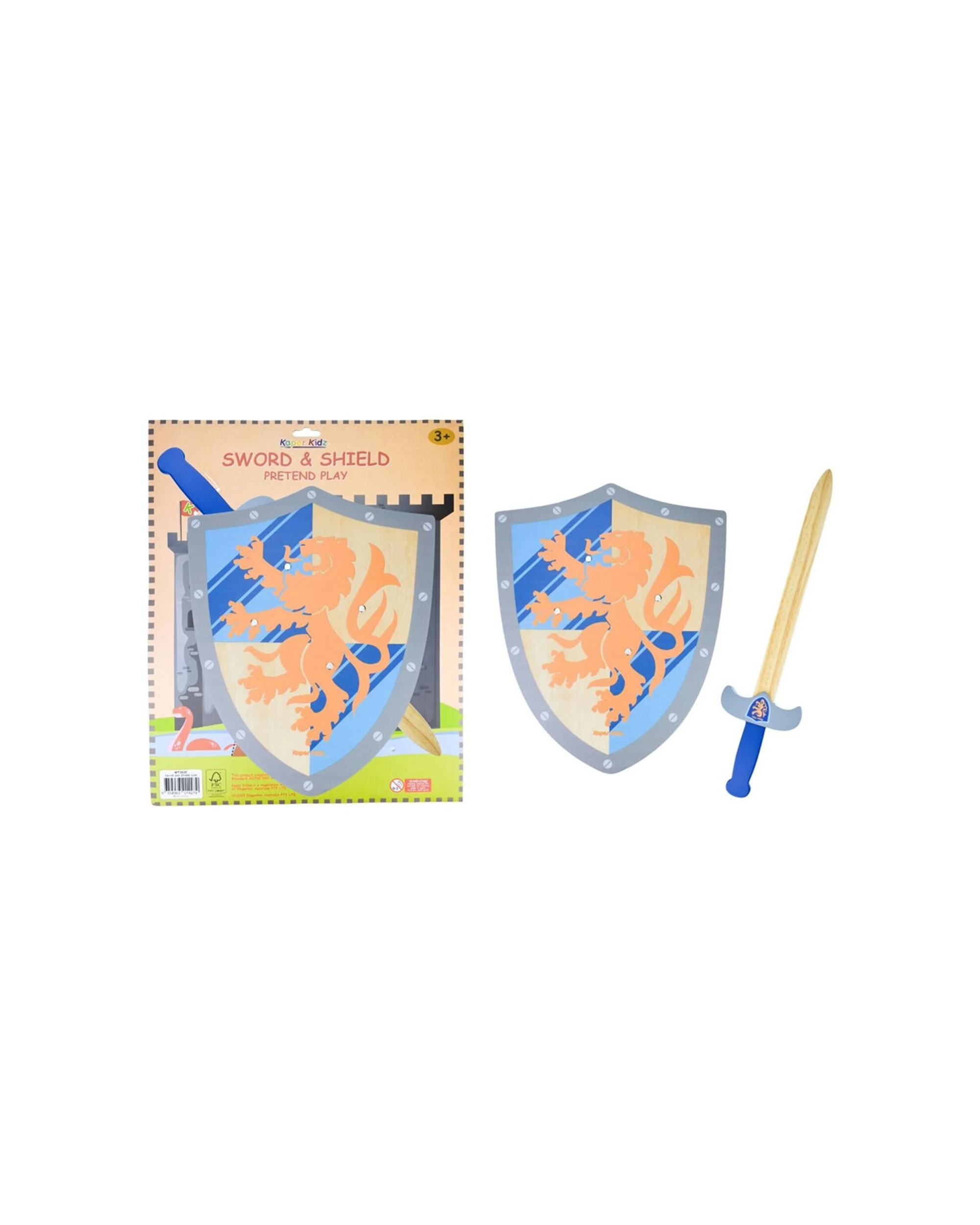 1 Kaper Kidz Wooden Sword & Shield Lion Theme Role Playing Toy - Multi, 1 of 5