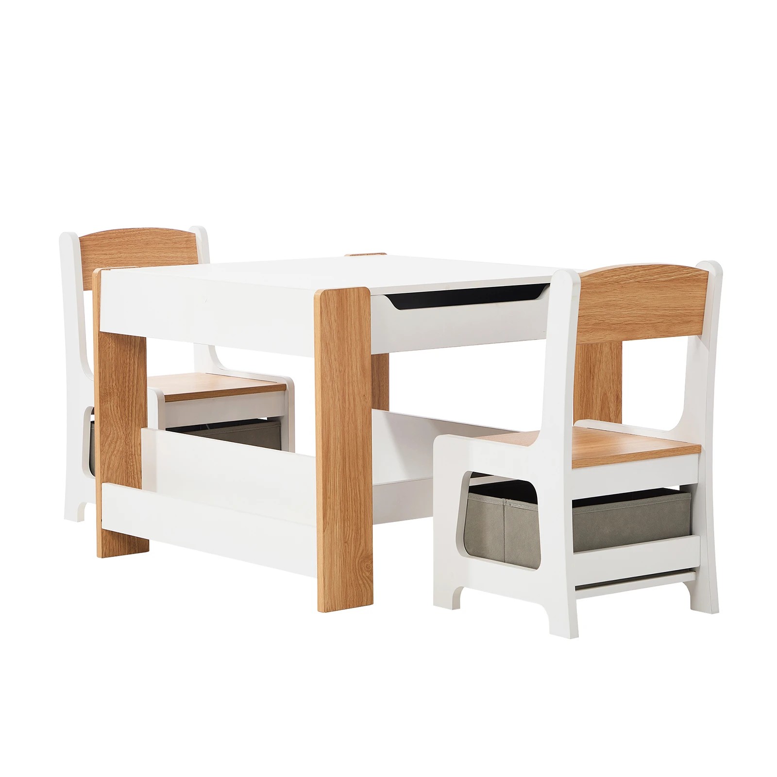 8 Oikiture Kids Table and Chairs Set Chalkboard Drawing Toys Storage Bookshelf - Multi, 8 of 10