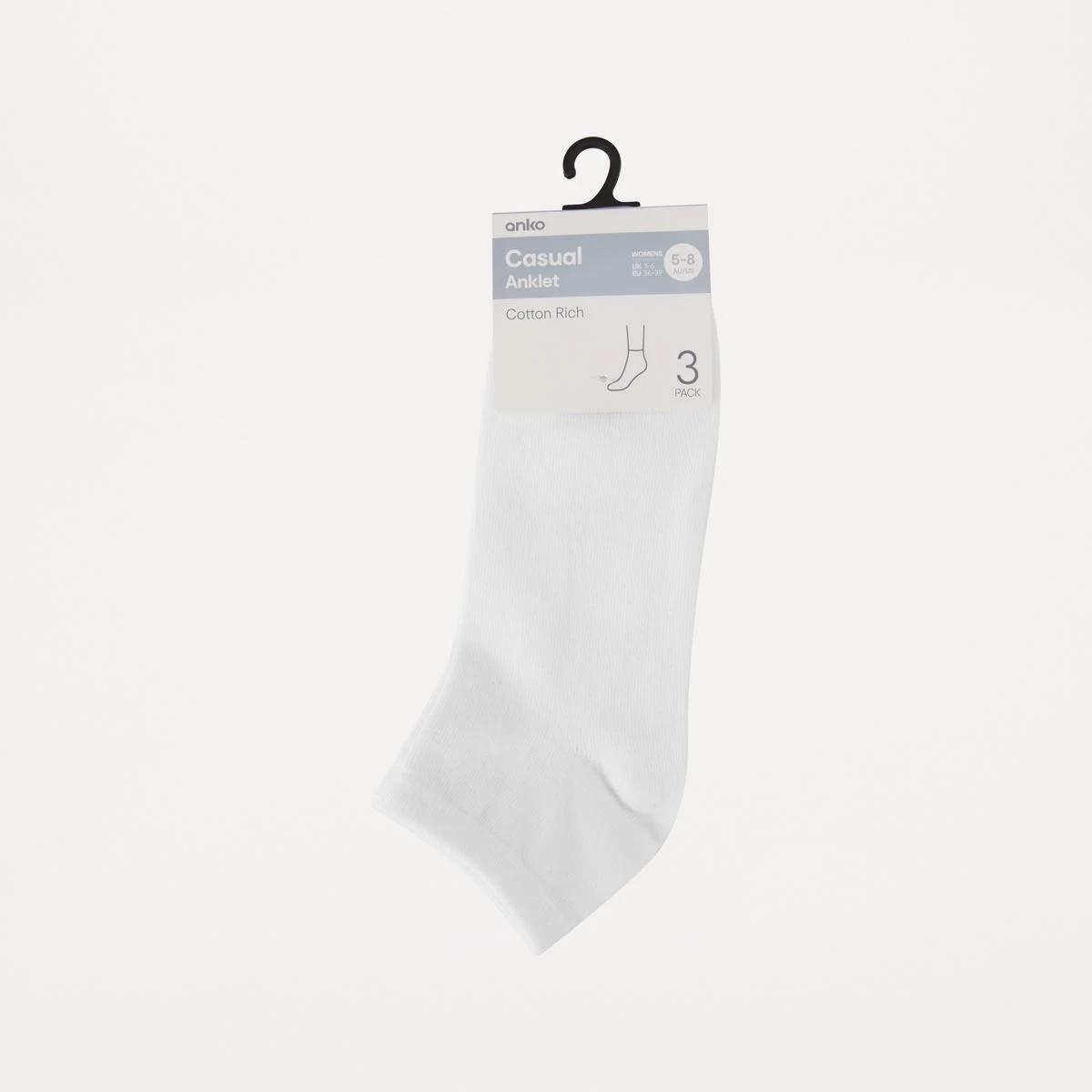 3 3 Pack Anklet Socks WHITE, 3 of 3