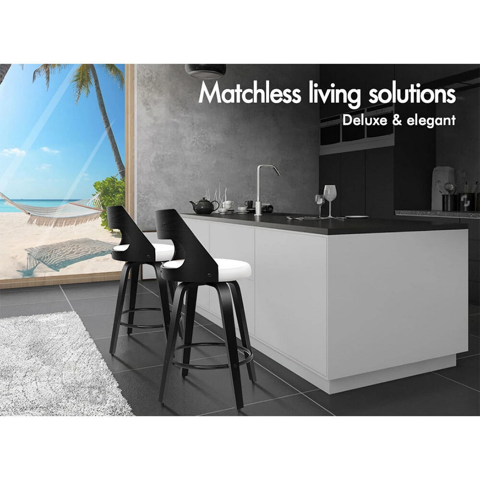 9 Alfordson 4x Swivel Bar Stools Eden Kitchen Wooden Dining Chair - White, 9 of 10