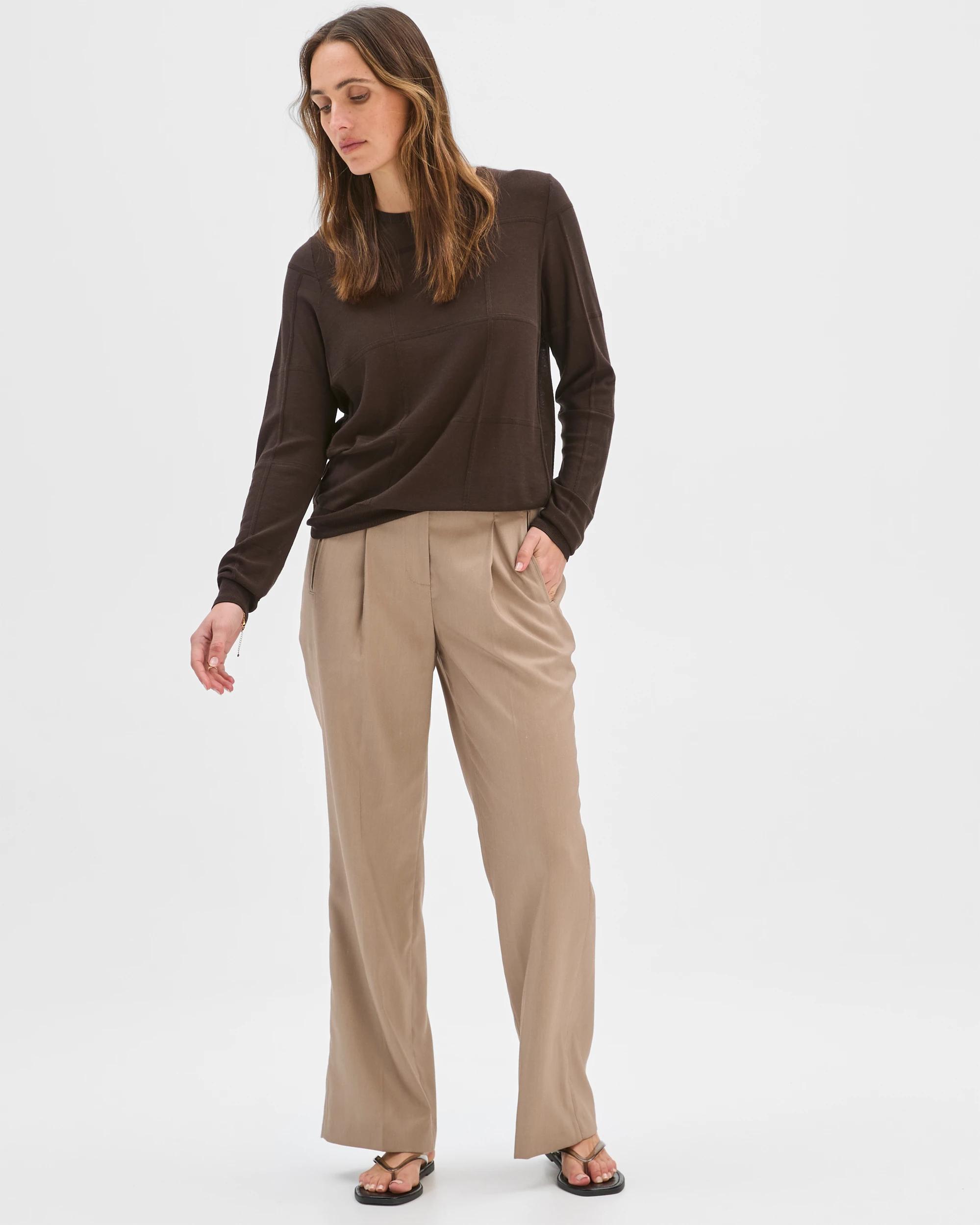 1 Preview Windowpane Knit Jumper COFFEE BEAN, 1 of 7