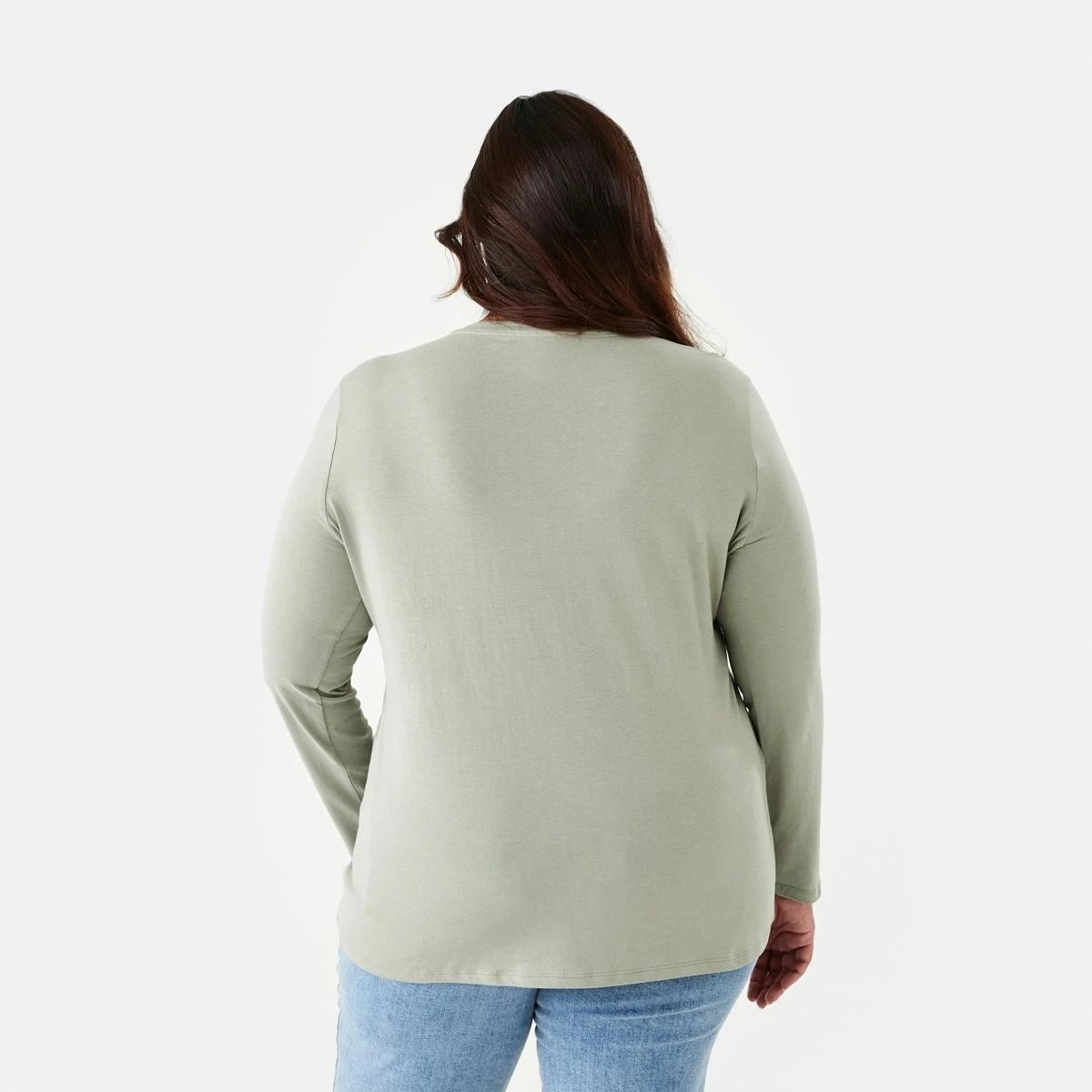 3 Curve Long Sleeve Cotton T-shirt Soft Khaki, 3 of 5