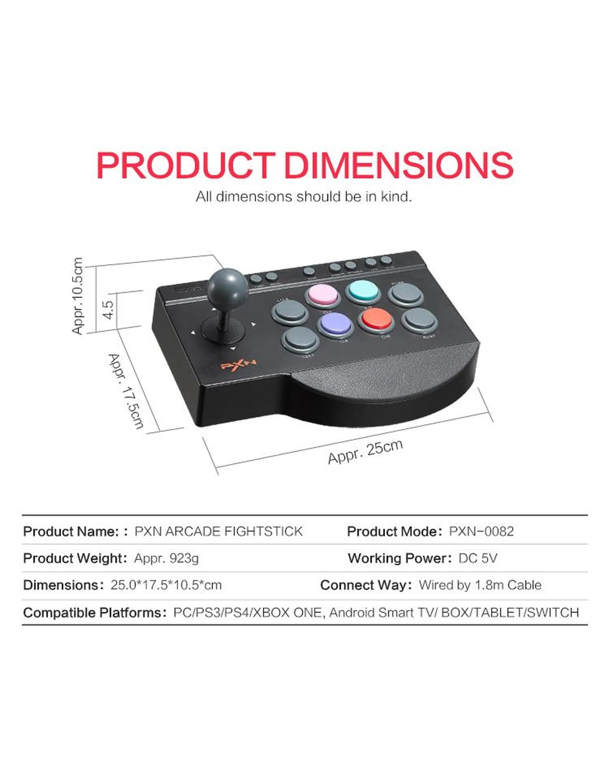 10 Multi-Platform Arcade Fight Stick Switch 1 2 PS4 Xbox Series X S PC Turbo Macro Mode Joystick Switch, 10 of 10