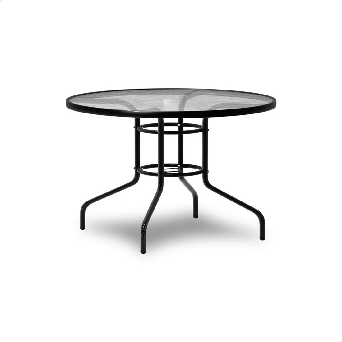 1 Alfordson Outdoor Furniture Patio Dining Table Garden 90CM Round Glass - Black, 1 of 10
