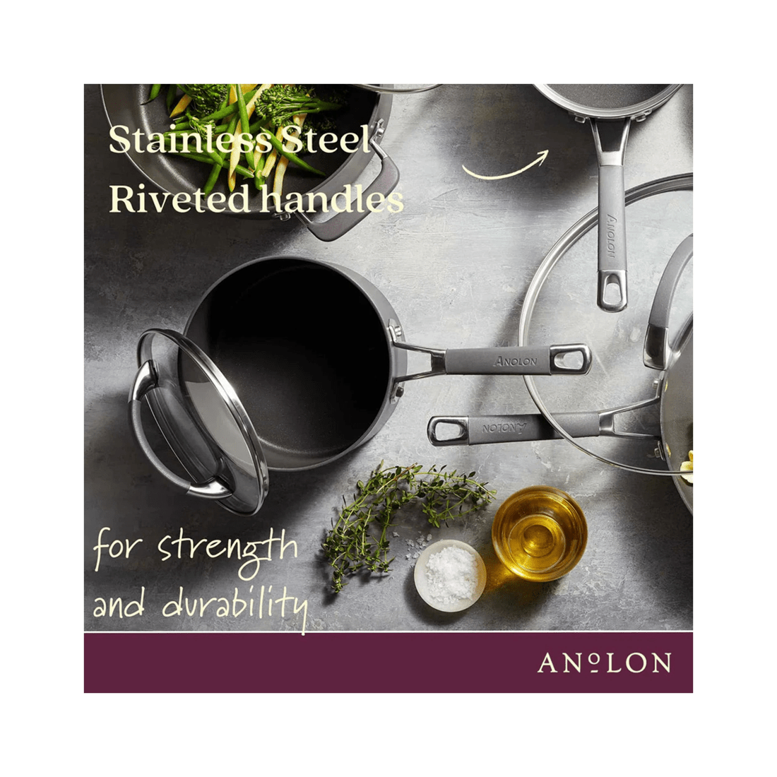 3 Anolon Endurance Plus Non Stick Covered Saucepan 20cm 3.8l With Glass Lid
 - Plain, 3 of 7