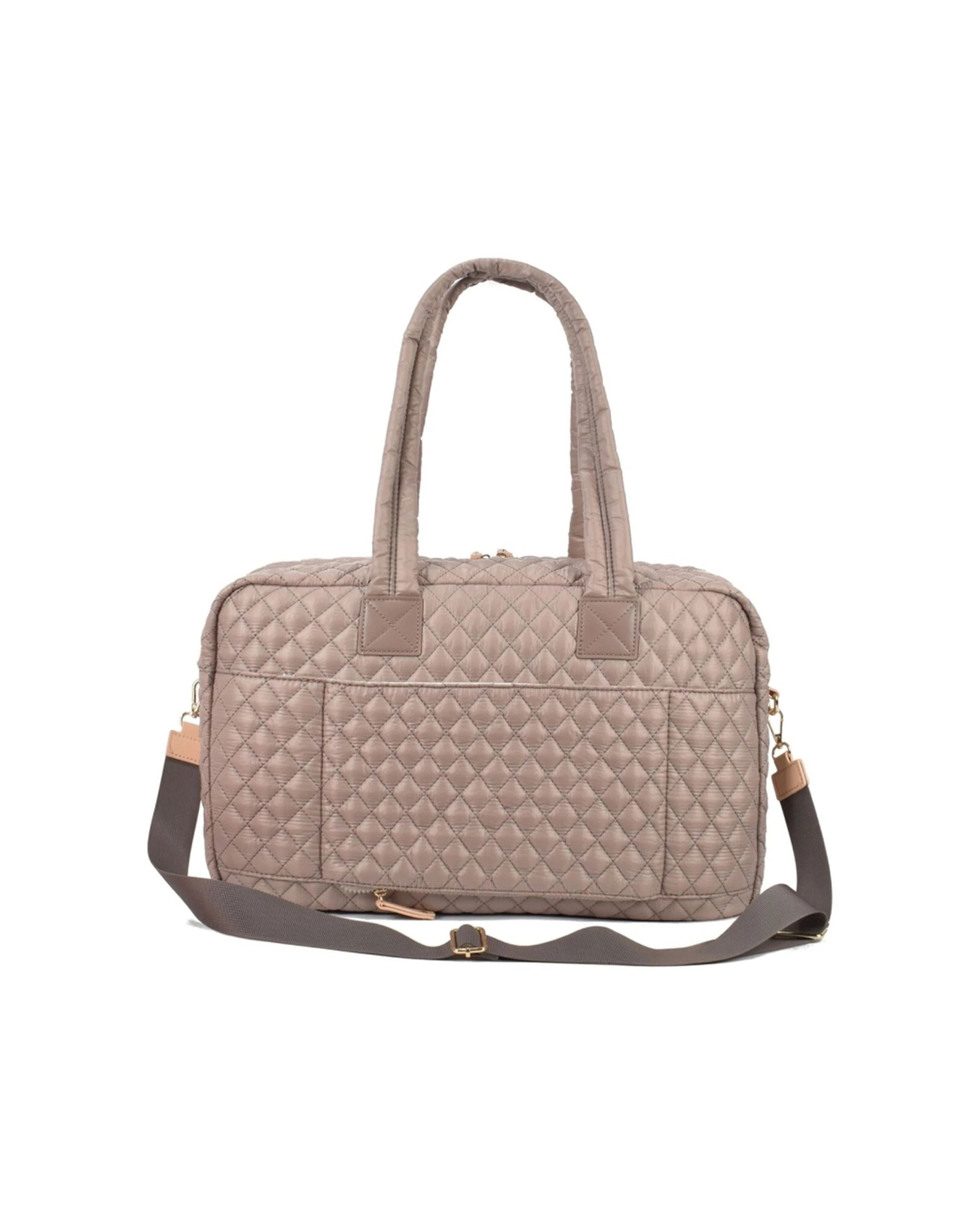 2 Tosca Womens Lightweight Quilted Metro Split Tote Travel Bag Magnet - Brown, 2 of 5