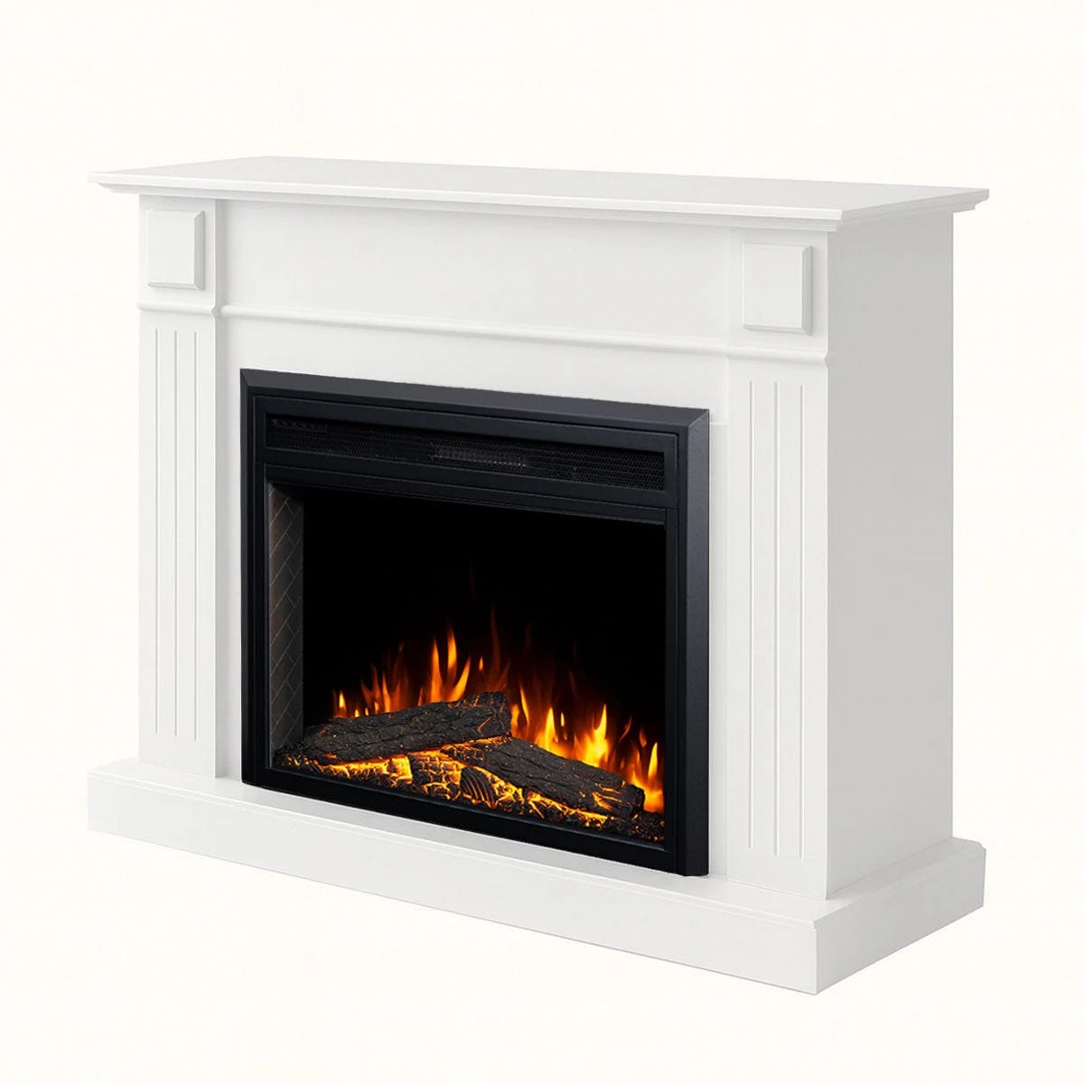 2 Moda Living Berwick Electric Fireplace Heater White Mantel Suite with Moonlight Insert - White, 2 of 9