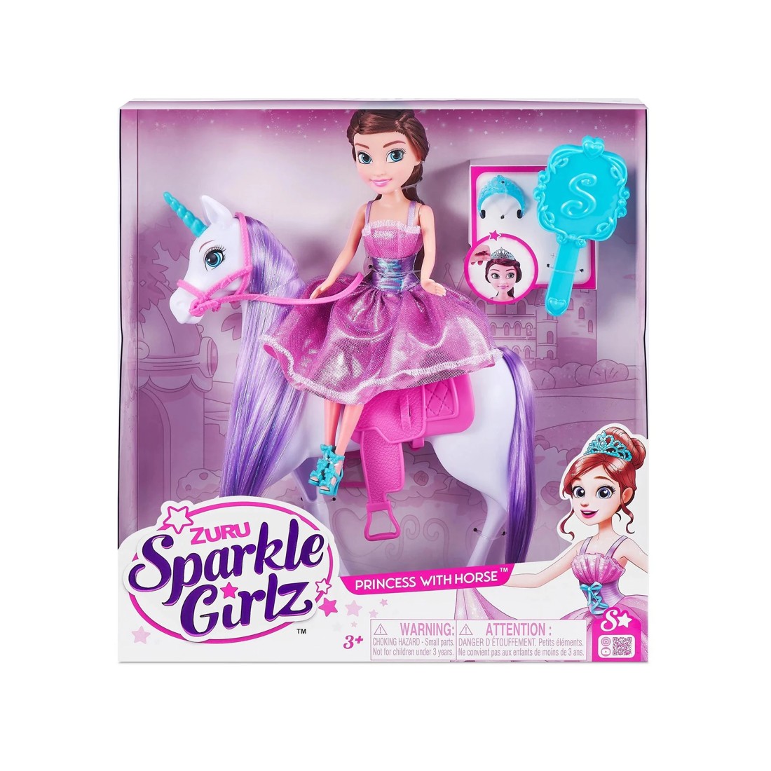 2 Sparkle Girlz Unicorn and Princess Doll Set by ZURU - Pink, 2 of 10
