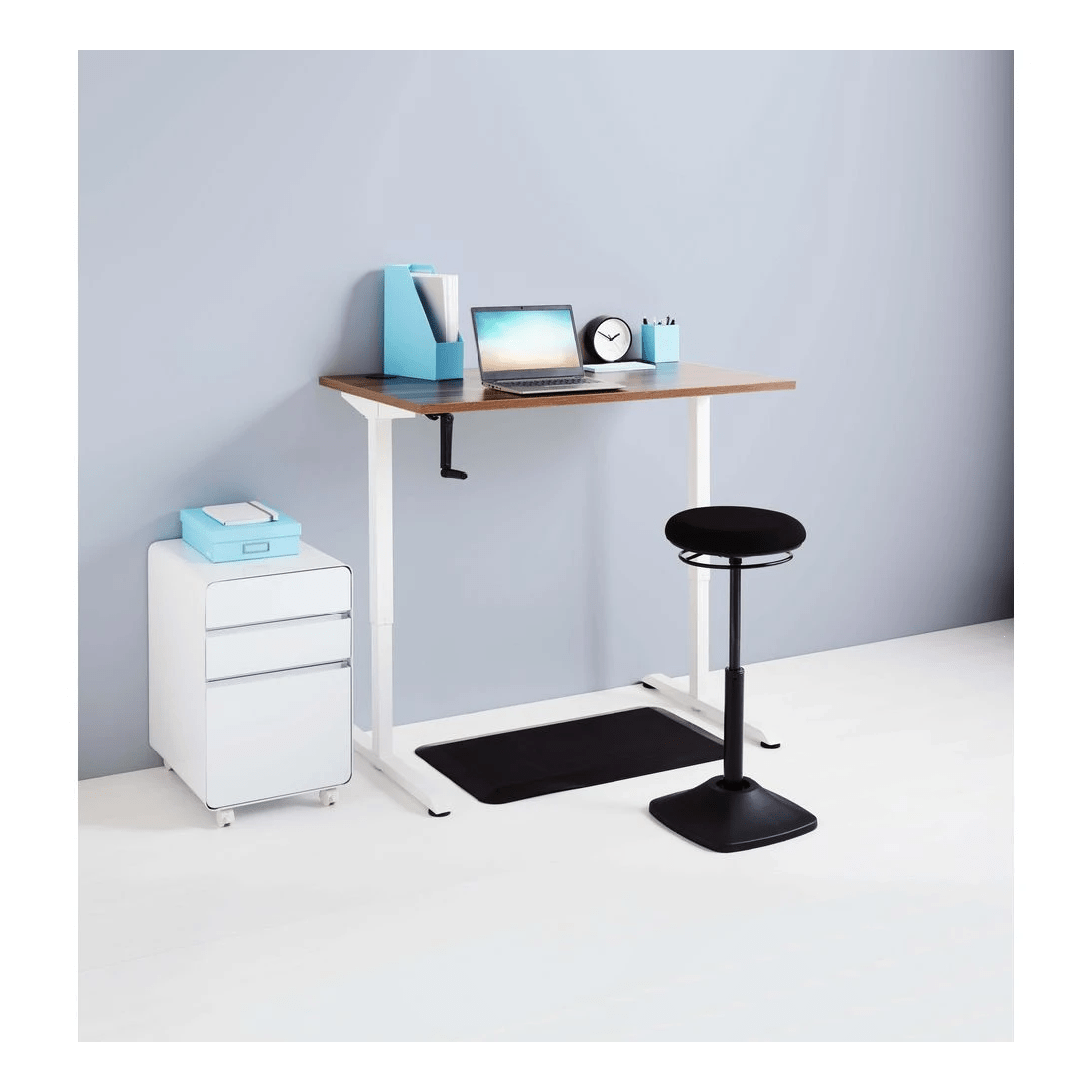 5 Matrix Manual Height Adjustable 1200mm Desk White/Walnut, 5 of 7