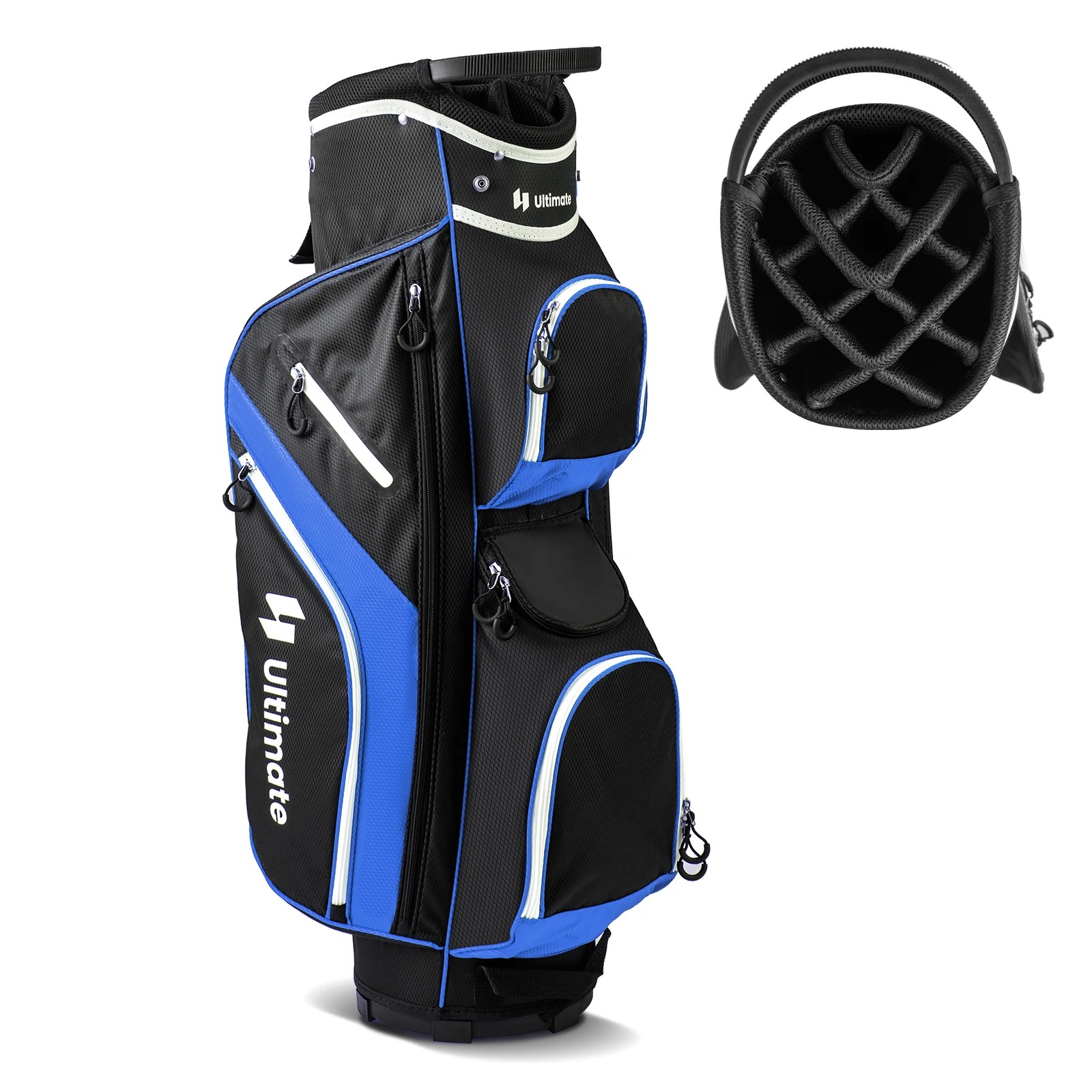 1 Costway Golf Cart Bag Portable Golf Club Bag Travel Bag w/14 Full Length Dividers & Rain Hood - Blue, 1 of 1