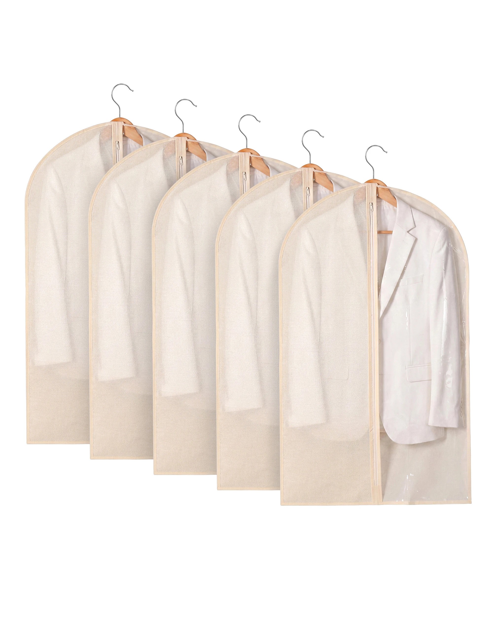 1 Takara Tiora Suit Garment Bag 5 Pack 60x100cm - Natural, 1 of 10