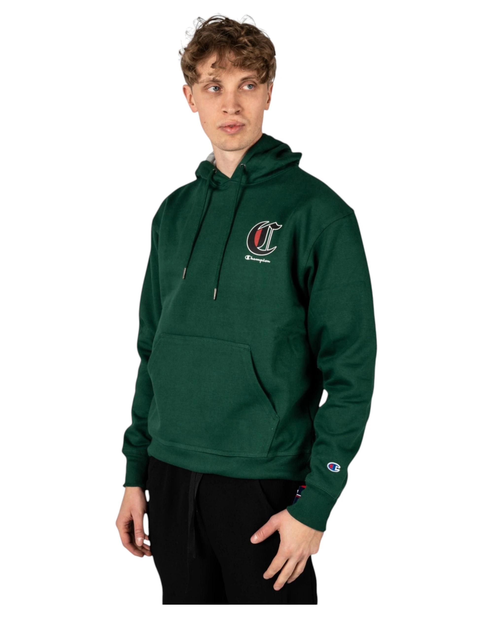 2 Champion Mens Powerblend Forest Peak Green Graphic Hoodie GREEN, 2 of 8