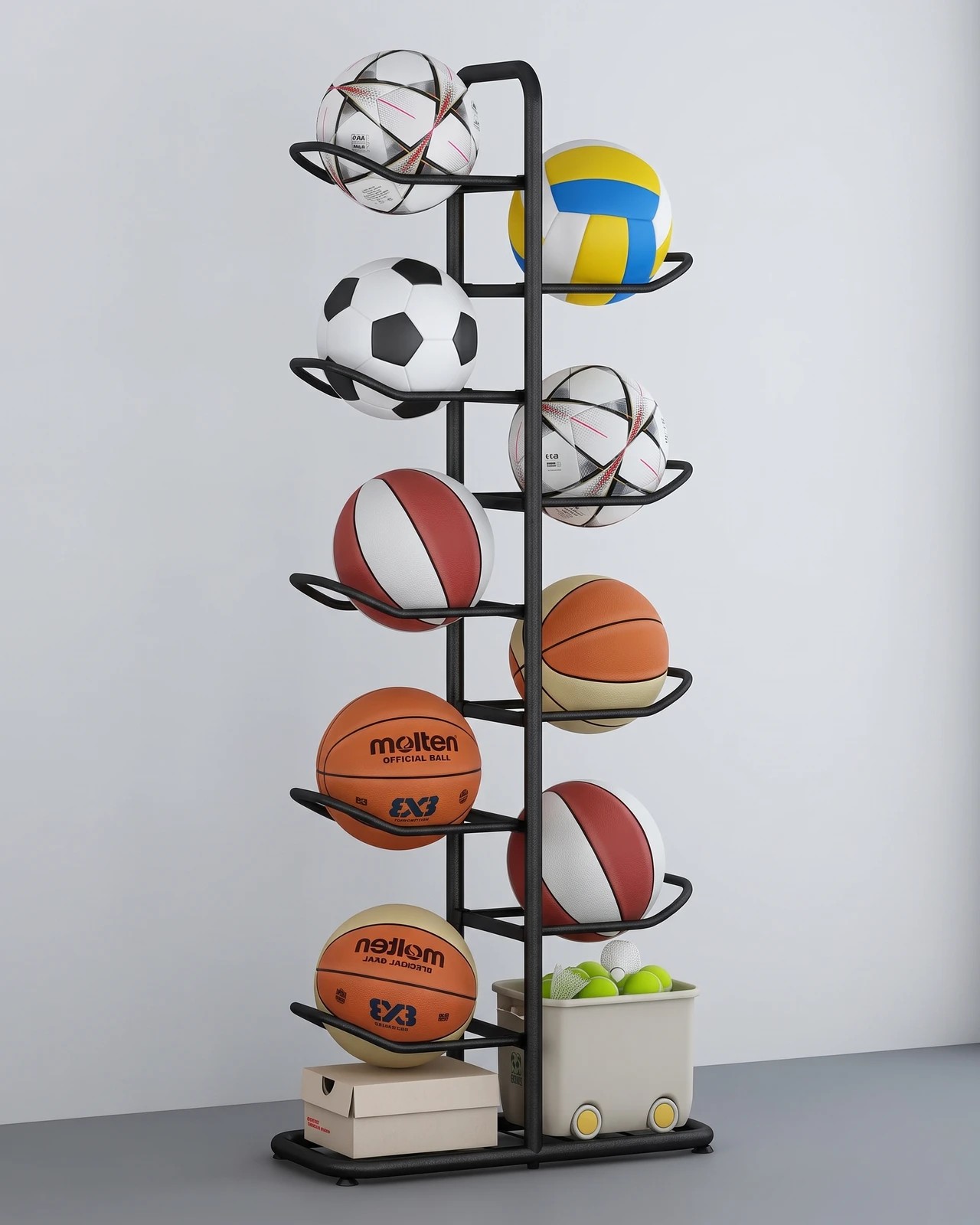 Wanderlite Basketball Soccer Storage Rack Sport Ball Organizer Ball ...