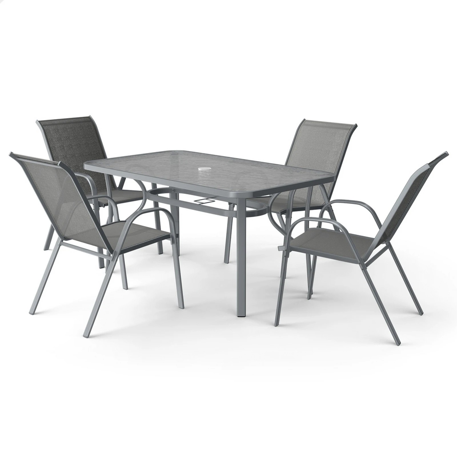 1 Alfordson 5PCS Outdoor Dining Set Table and Chairs Patio Furniture Garden - Grey, 1 of 10