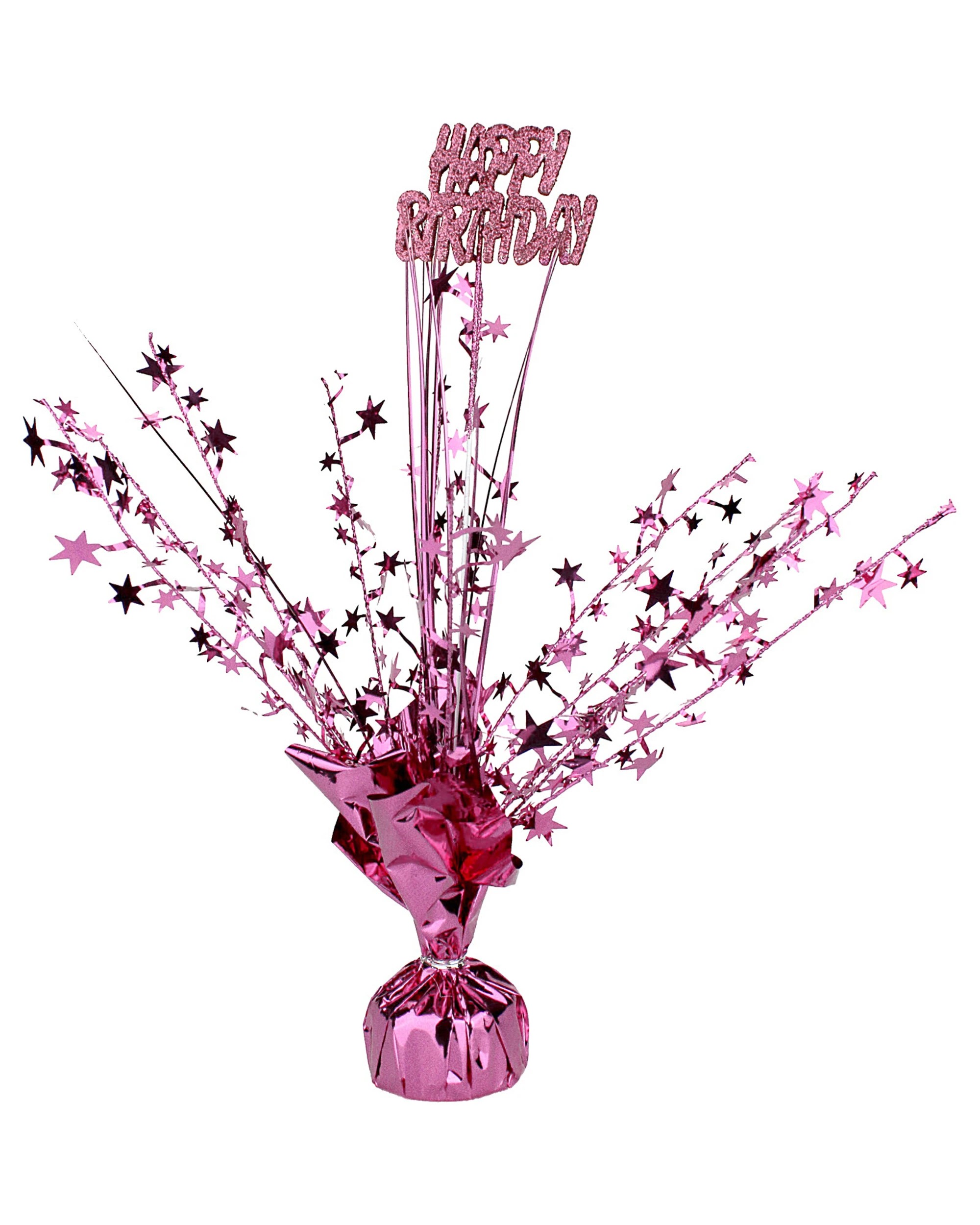 1 Partyrama Happy Birthday Pink Star Foil Spray Centrepiece - Pink, 1 of 1